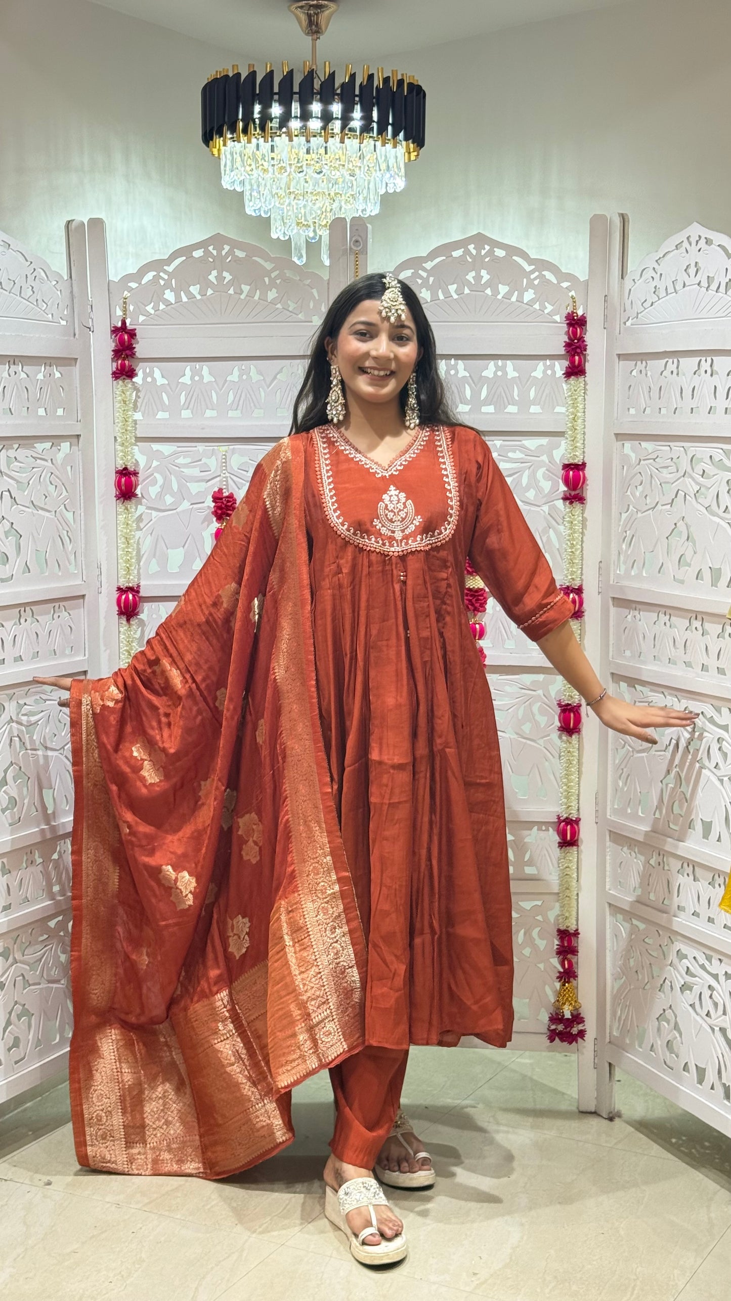 Anarkali pant with dupatta