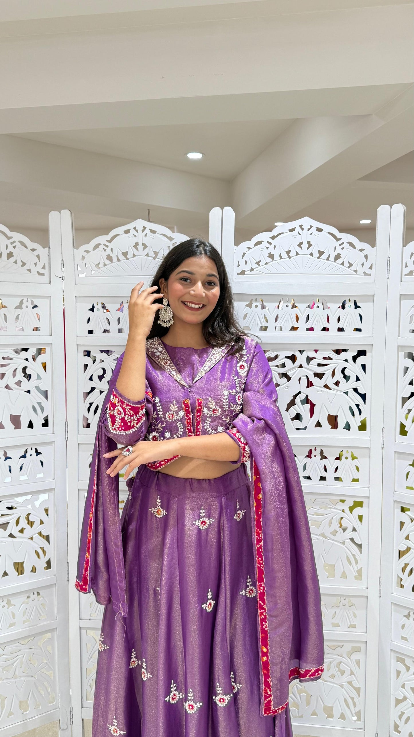 Lehanga jardoshi kathdaana Sequence motiwork patchwork