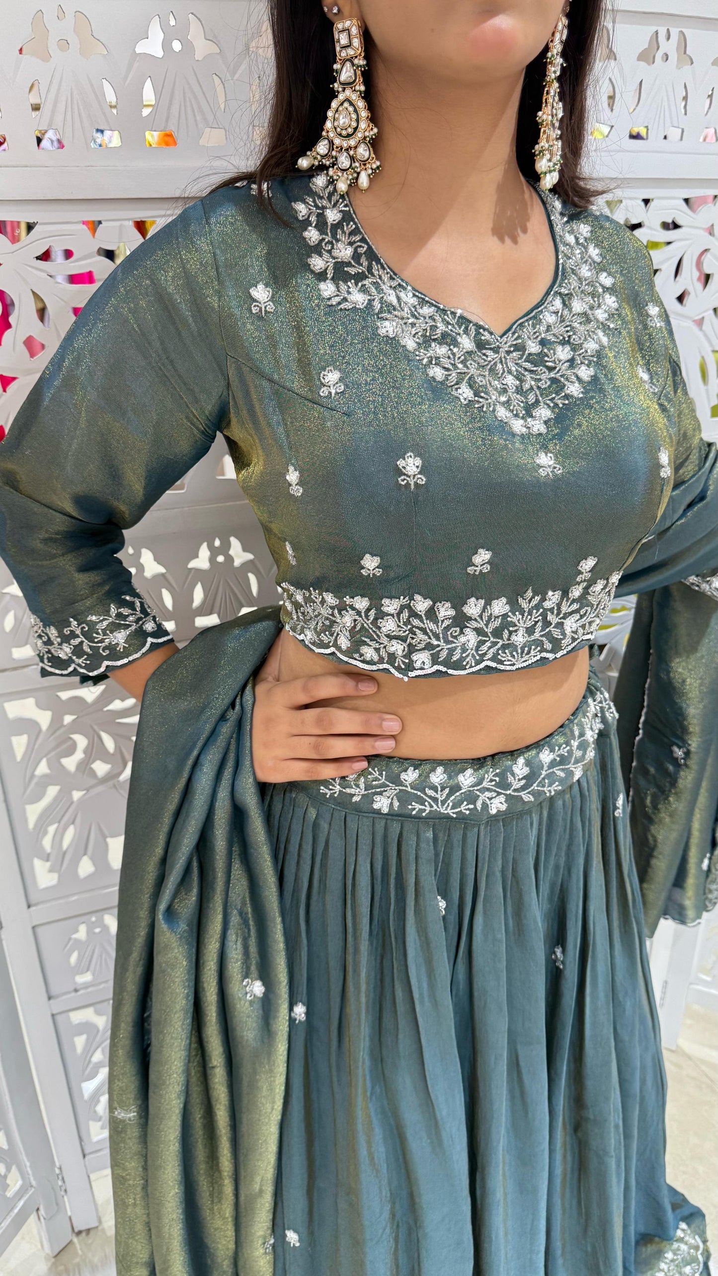 Lehenga Motiwork Sequence threadwok