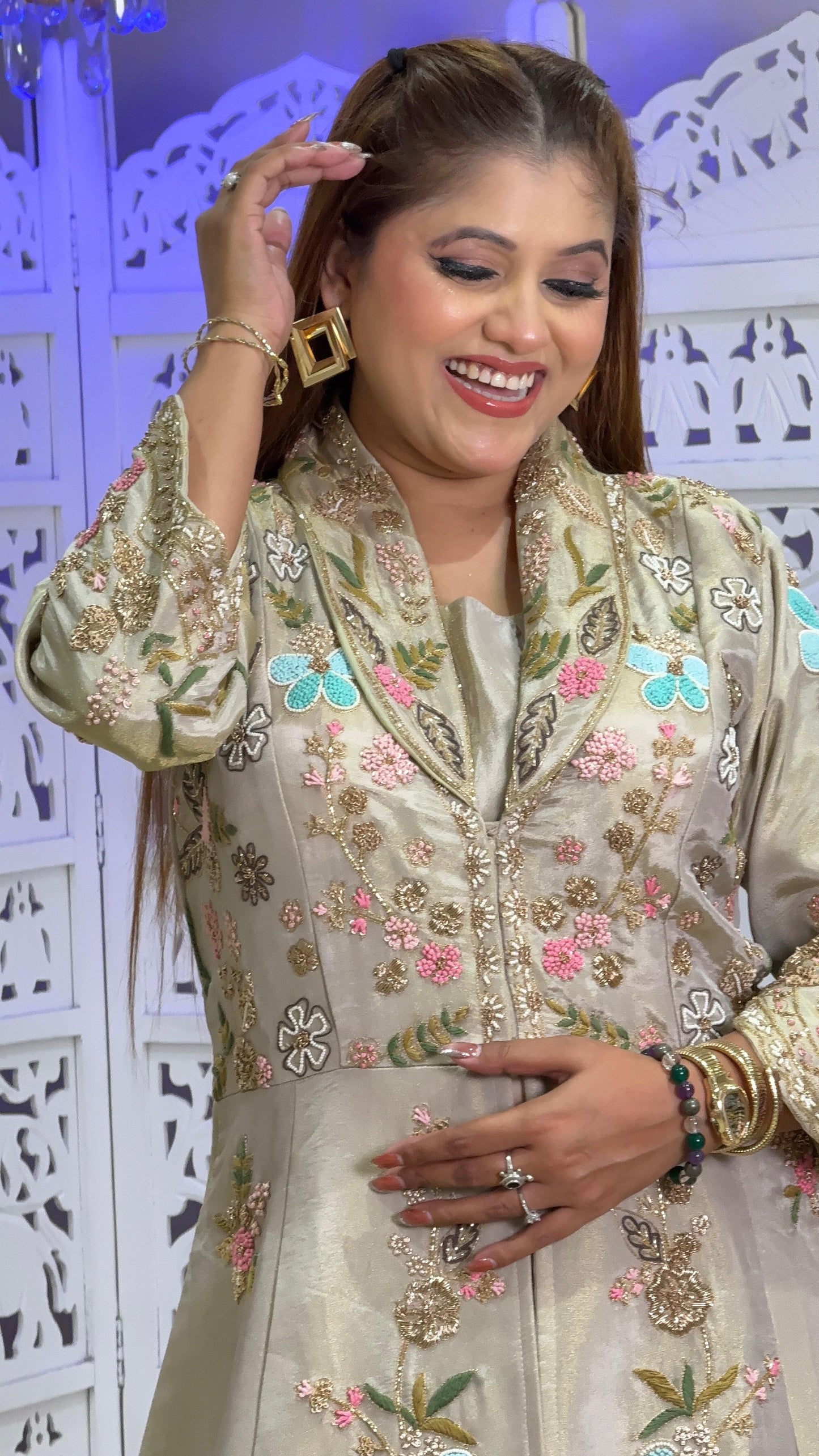 Lehenga Motiwork Sequence jardoshi kattdana Threadwork