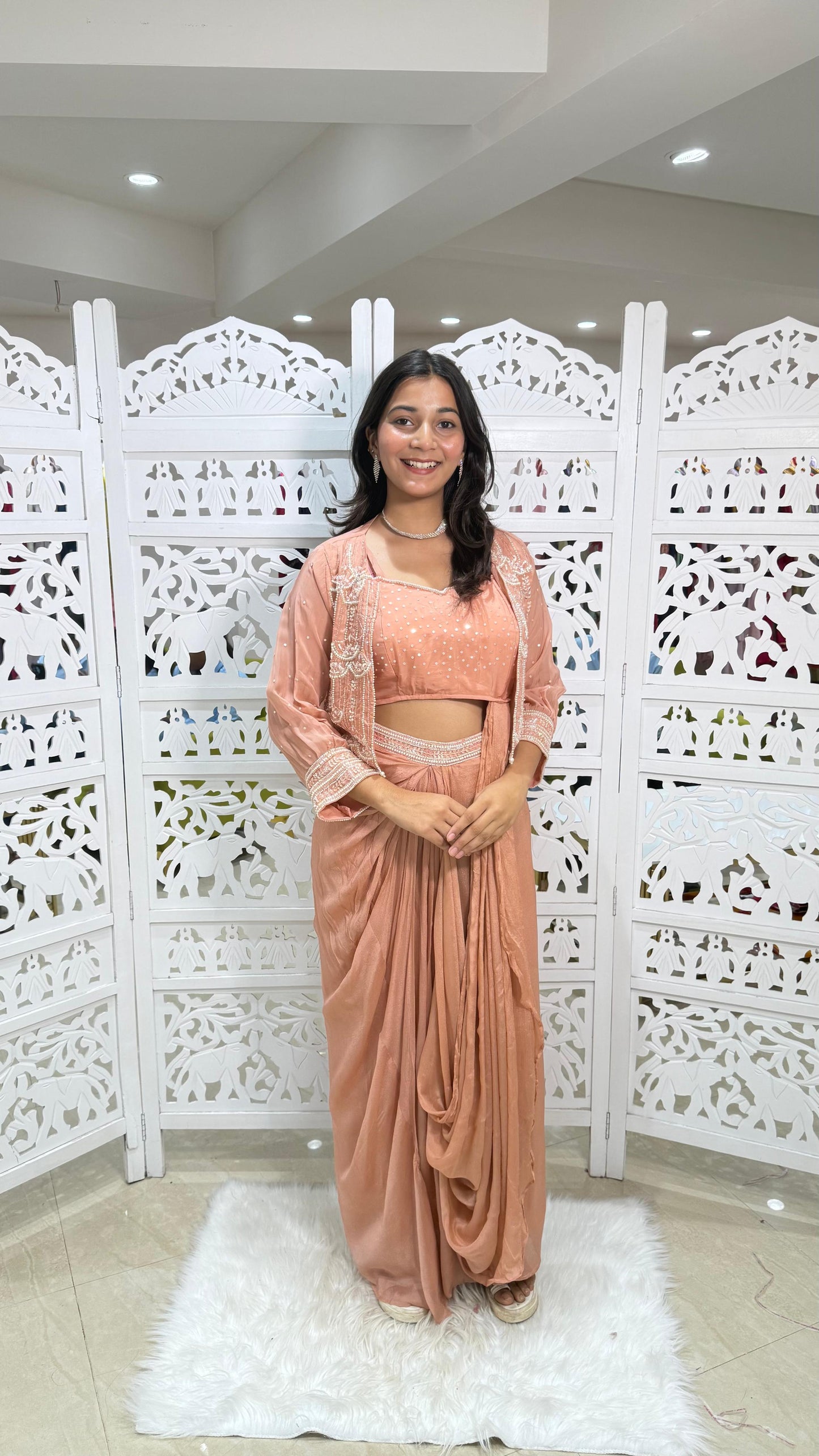 Three piece indowestern Motiwork Sequence