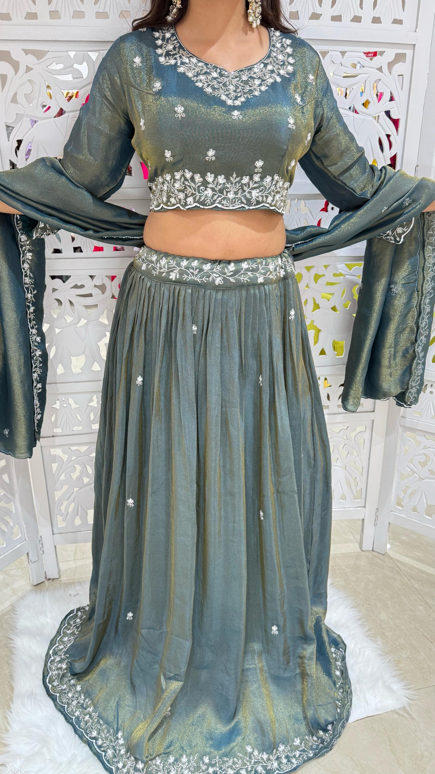 Lehenga Motiwork Sequence threadwok