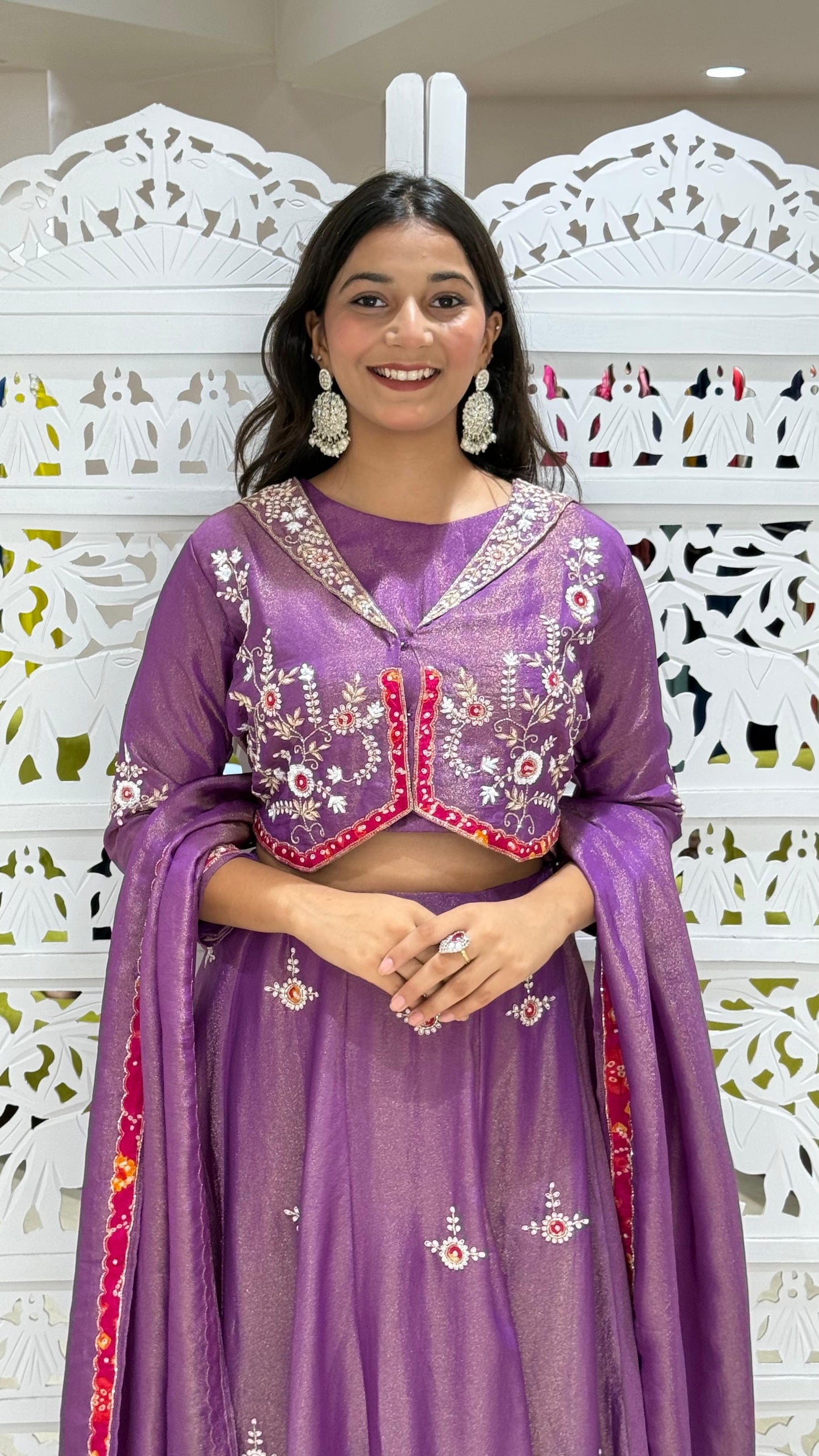 Lehanga jardoshi kathdaana Sequence motiwork patchwork