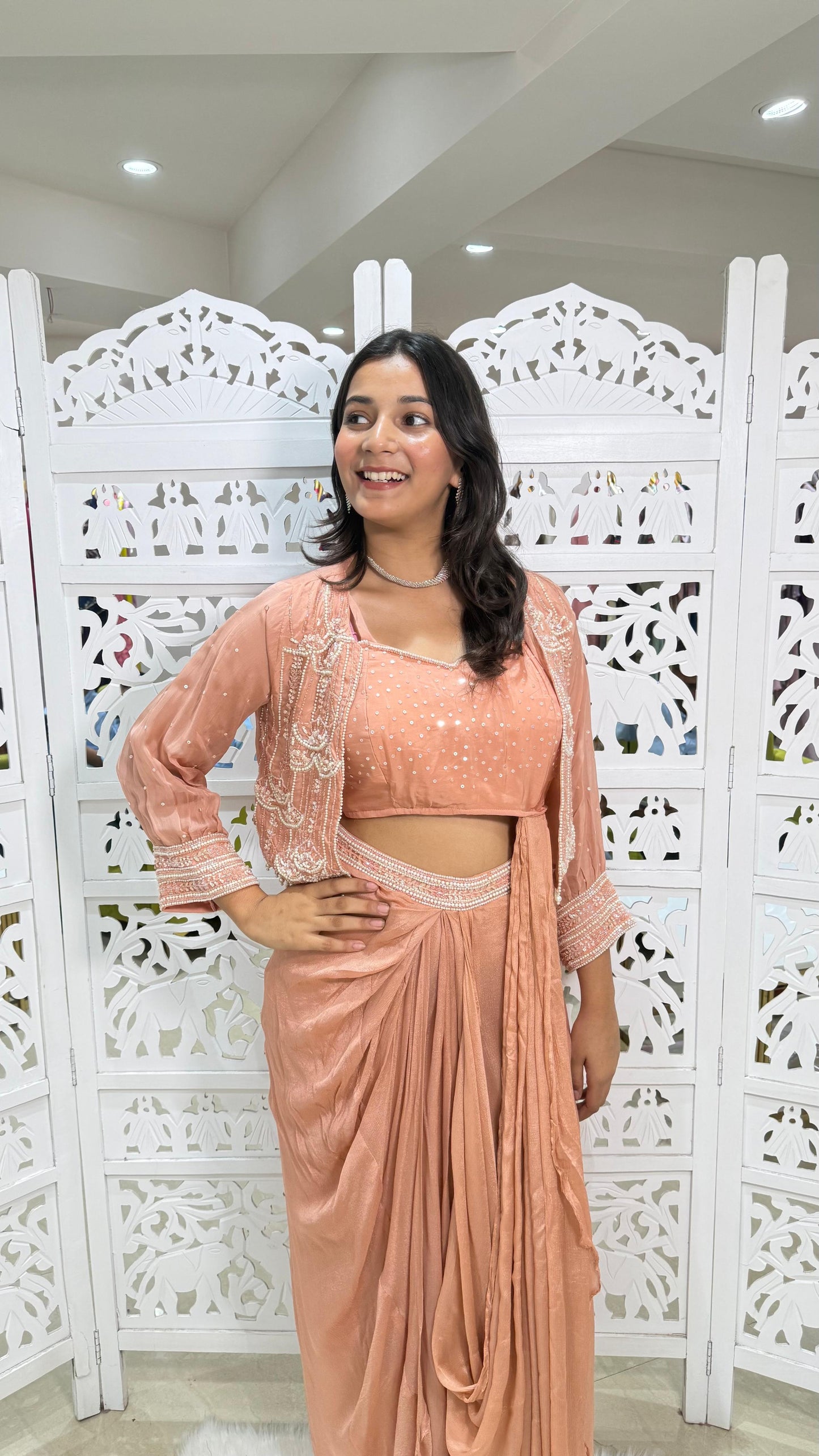 Three piece indowestern Motiwork Sequence