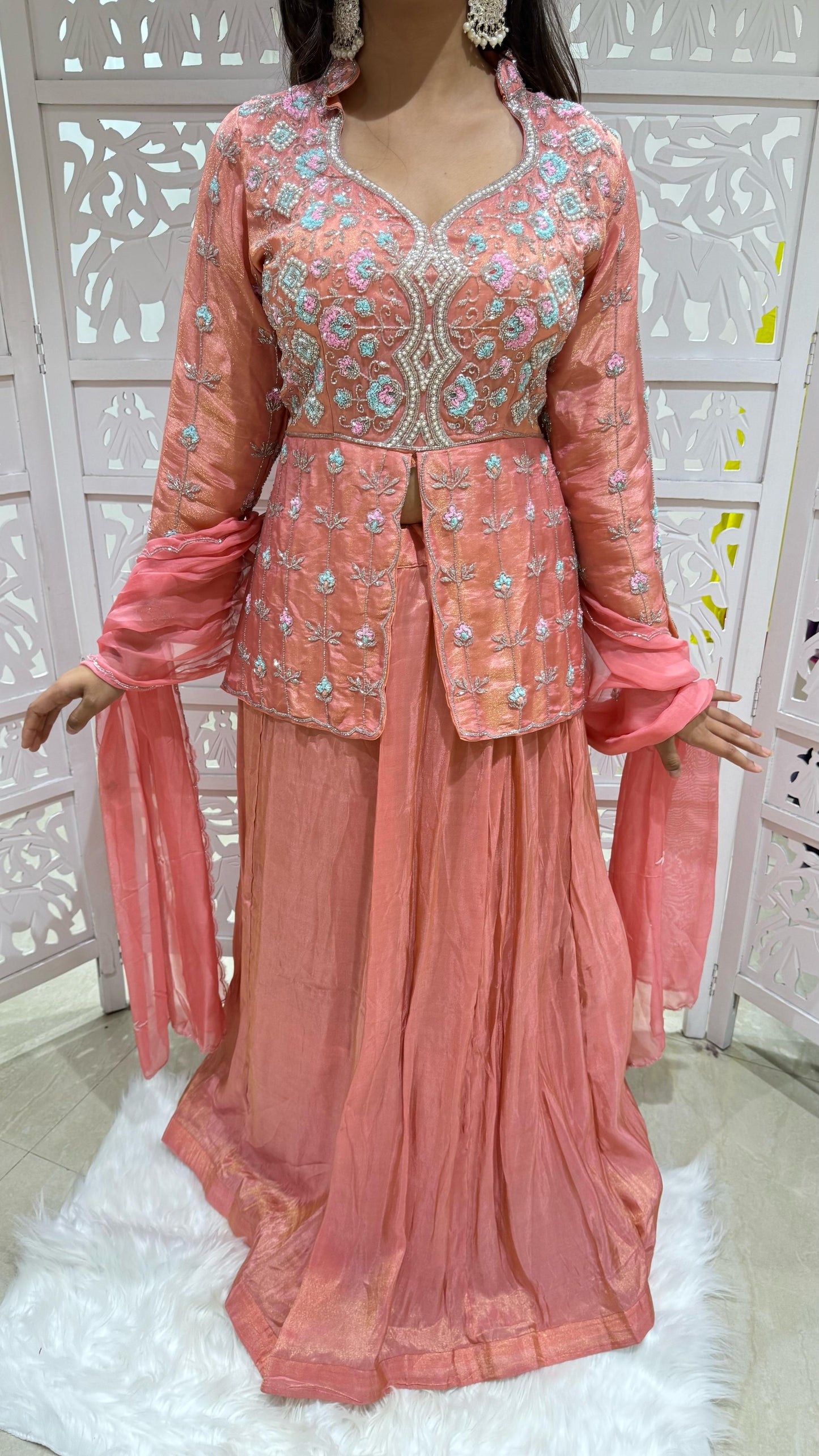 Lehenga Sequence Kathdaana Threadwork Motiwork