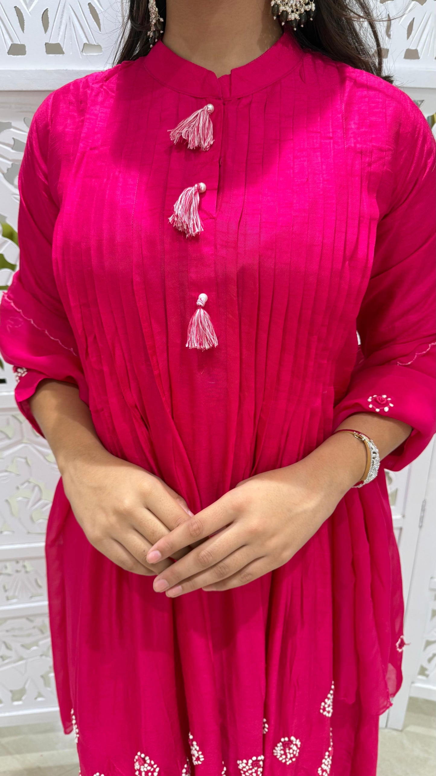 Anarkali Style three piece kurti pant dupatta