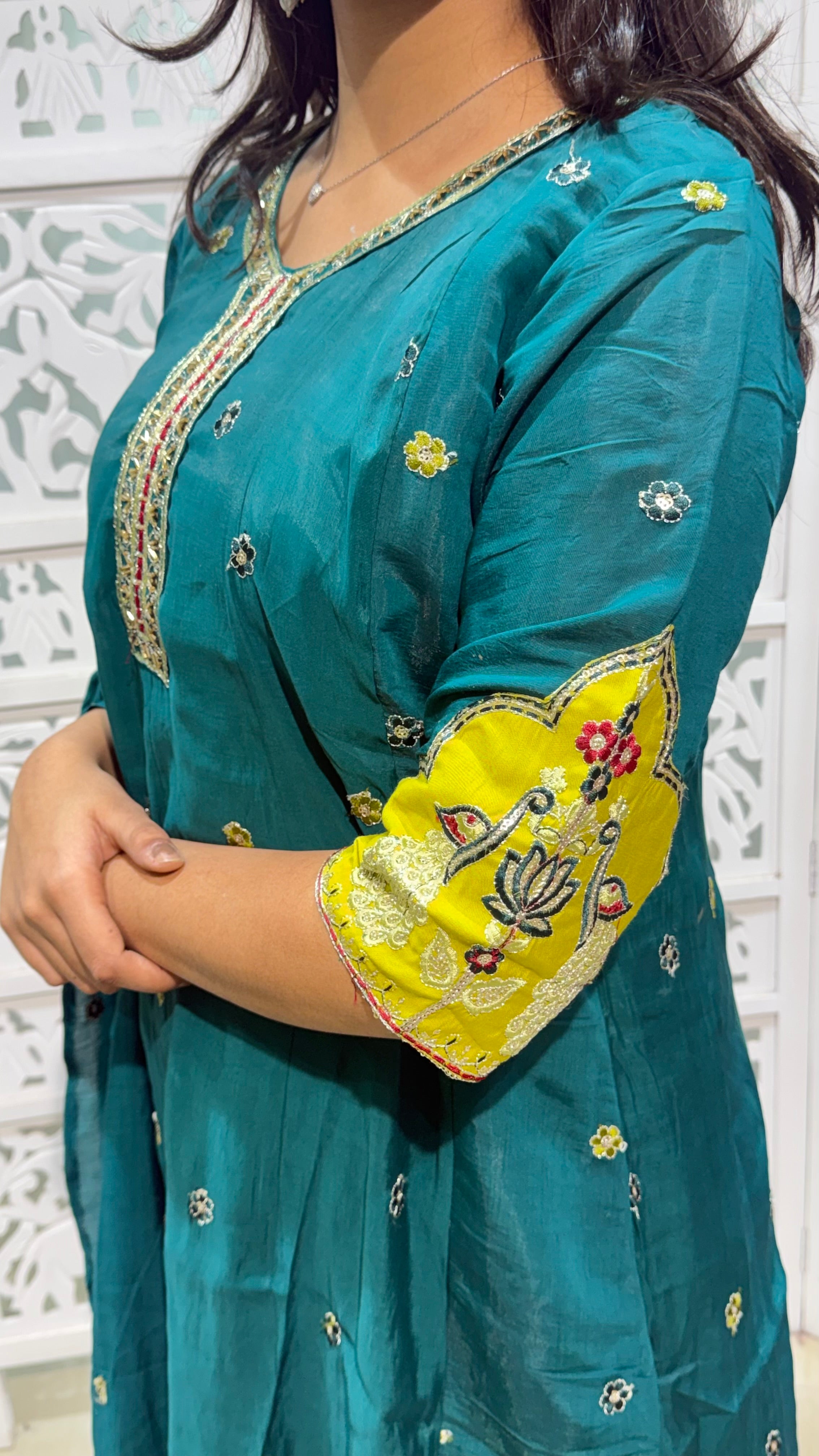 Three piece set kurti plazo with duppata