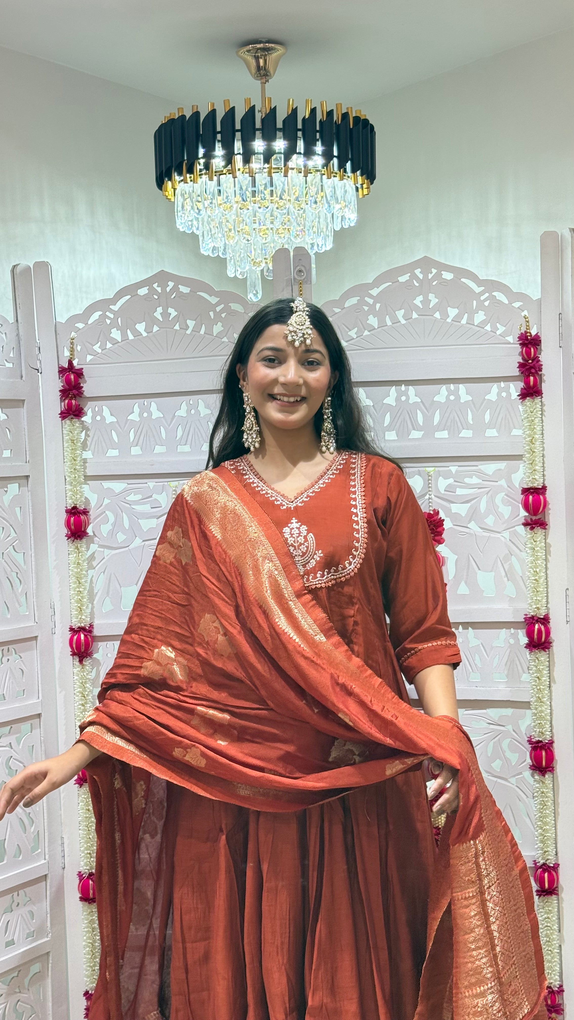 Anarkali pant with dupatta