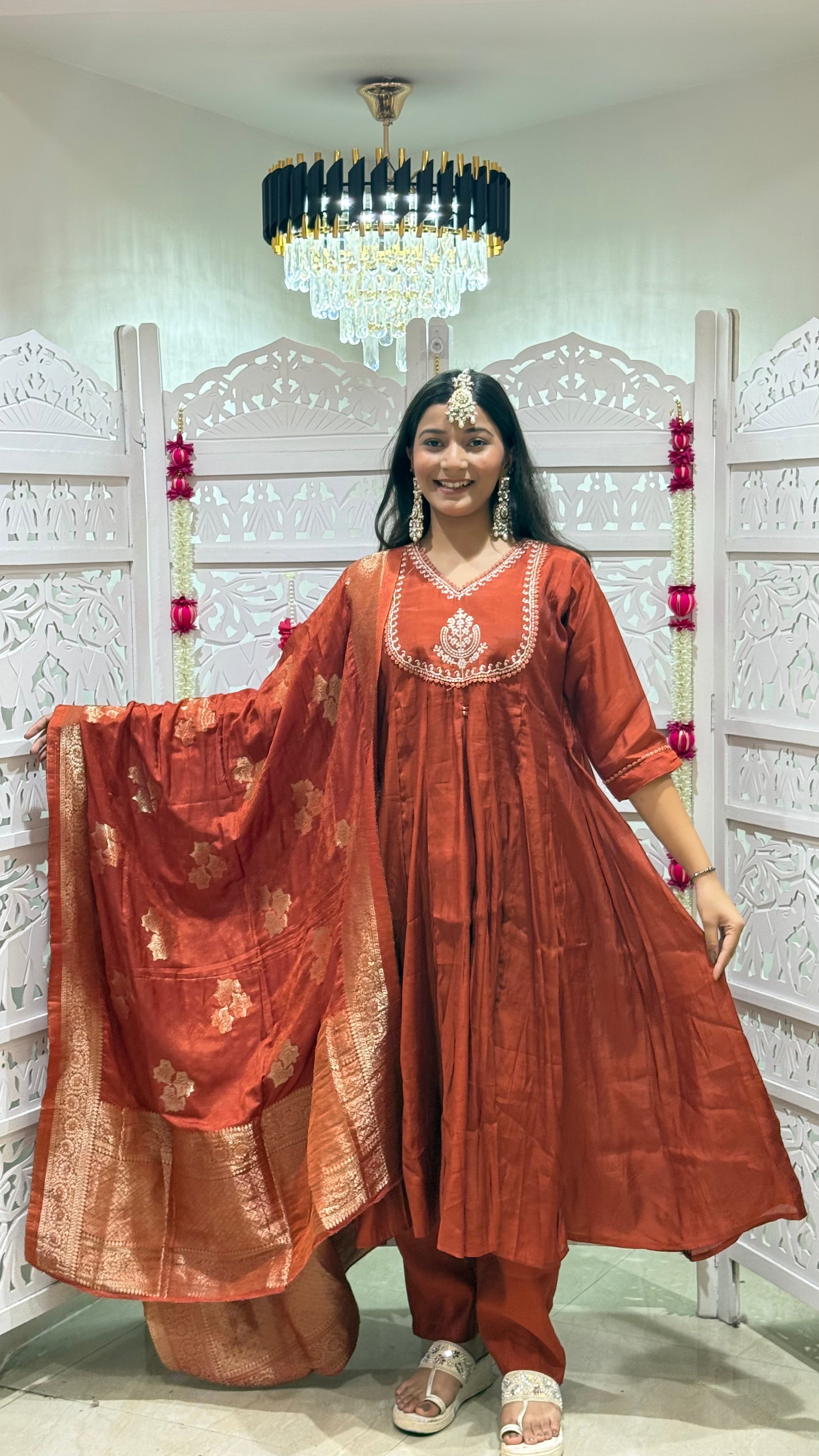Anarkali pant with dupatta