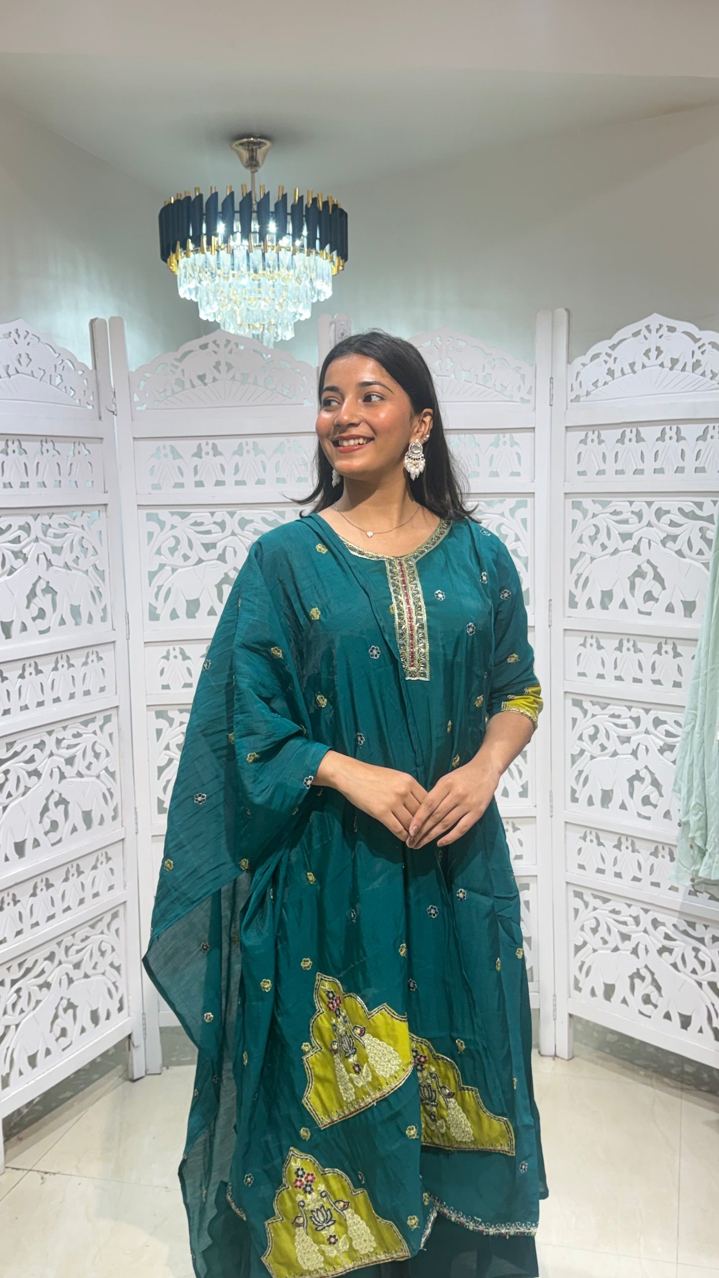 Three piece set kurti plazo with duppata