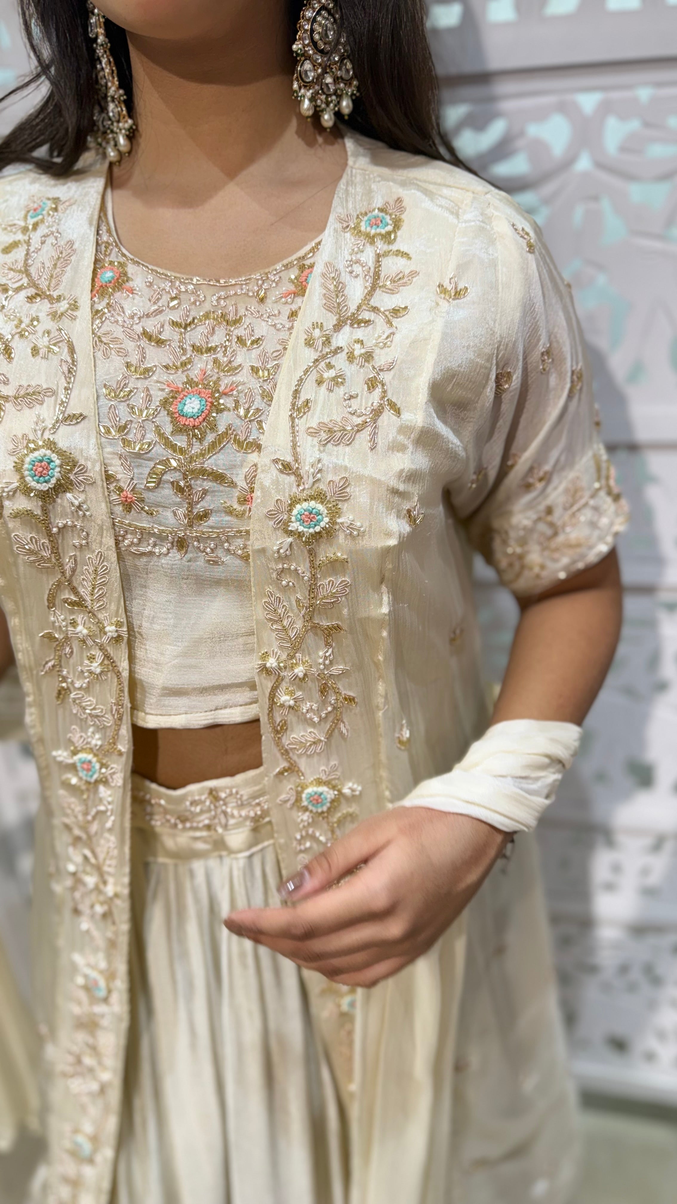 Crop top jacket with shrug