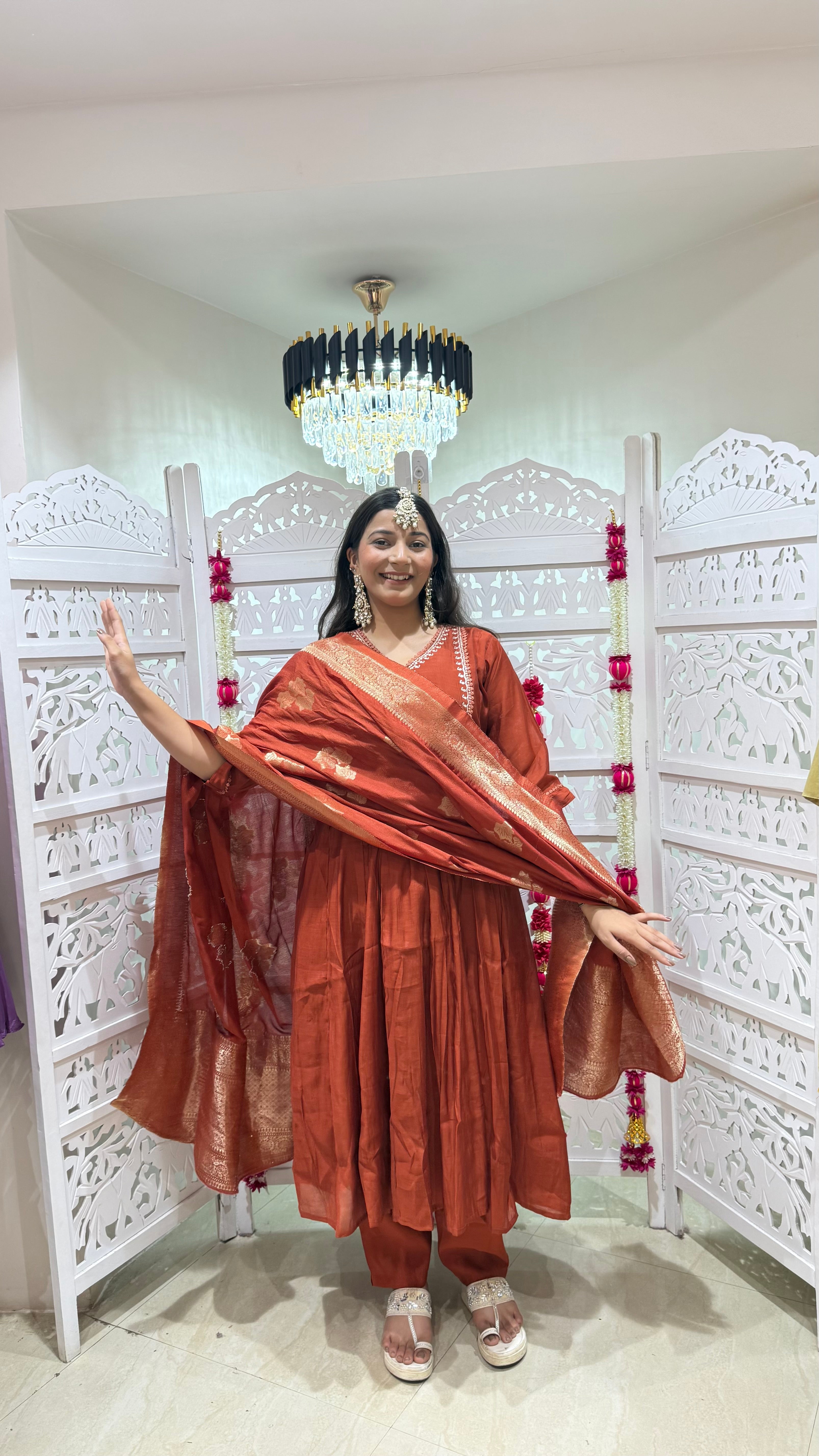 Anarkali pant with dupatta
