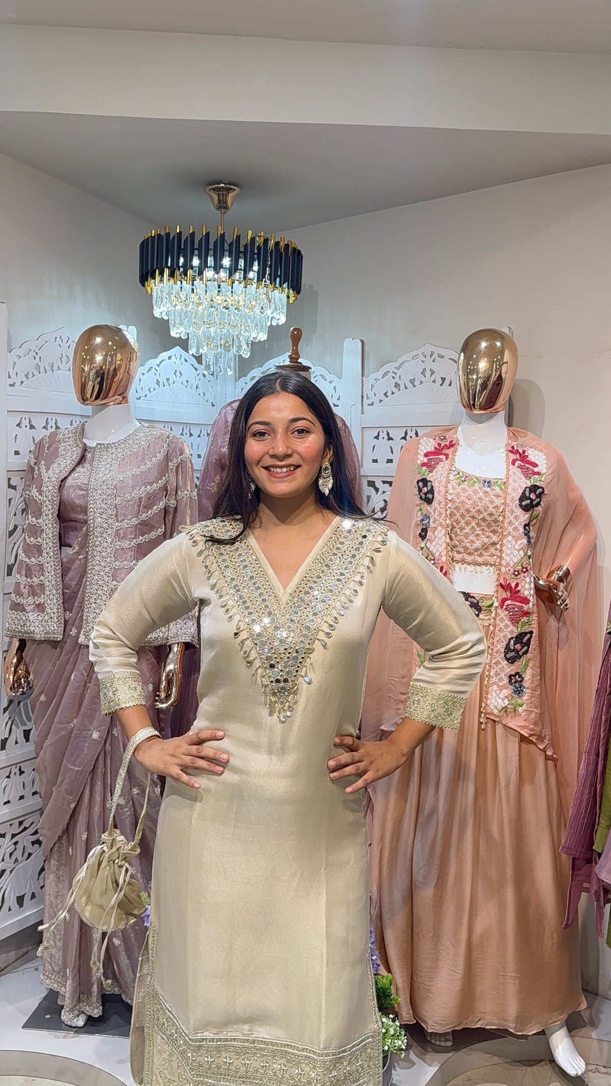 Kurti pant with potli