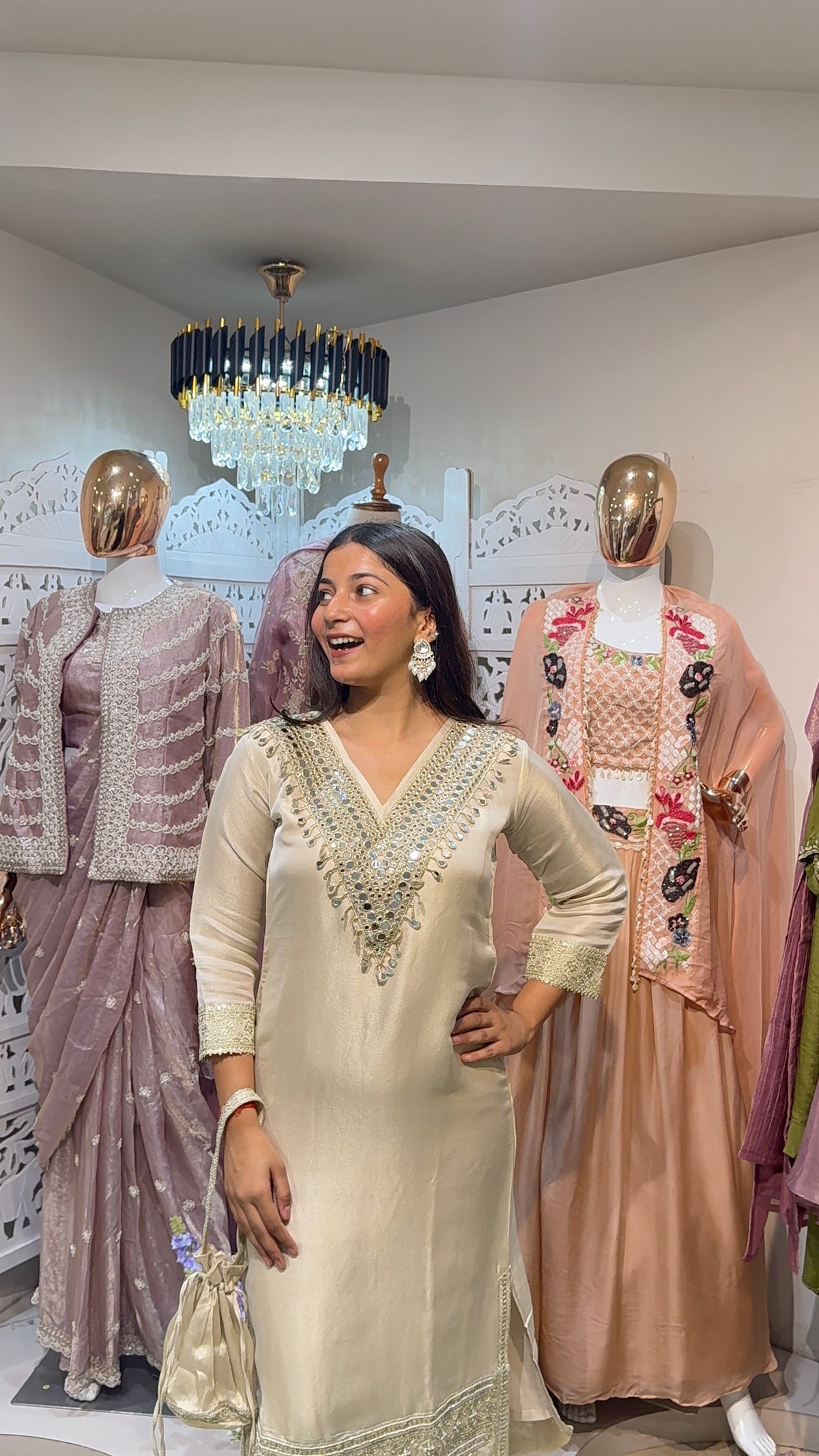 Kurti pant with potli