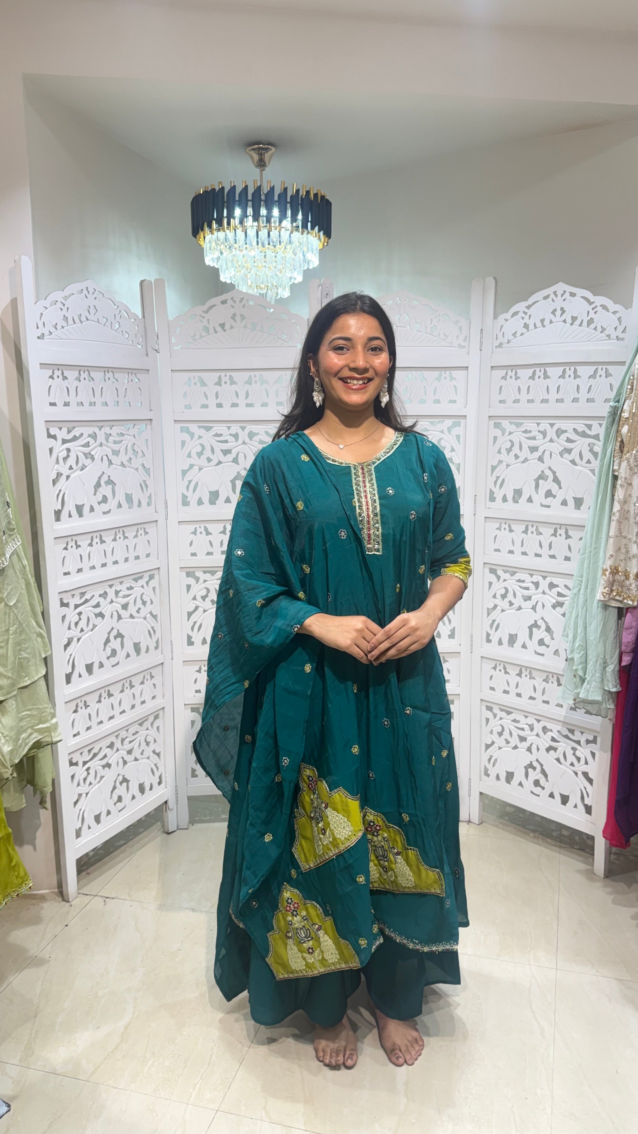 Three piece set kurti plazo with duppata