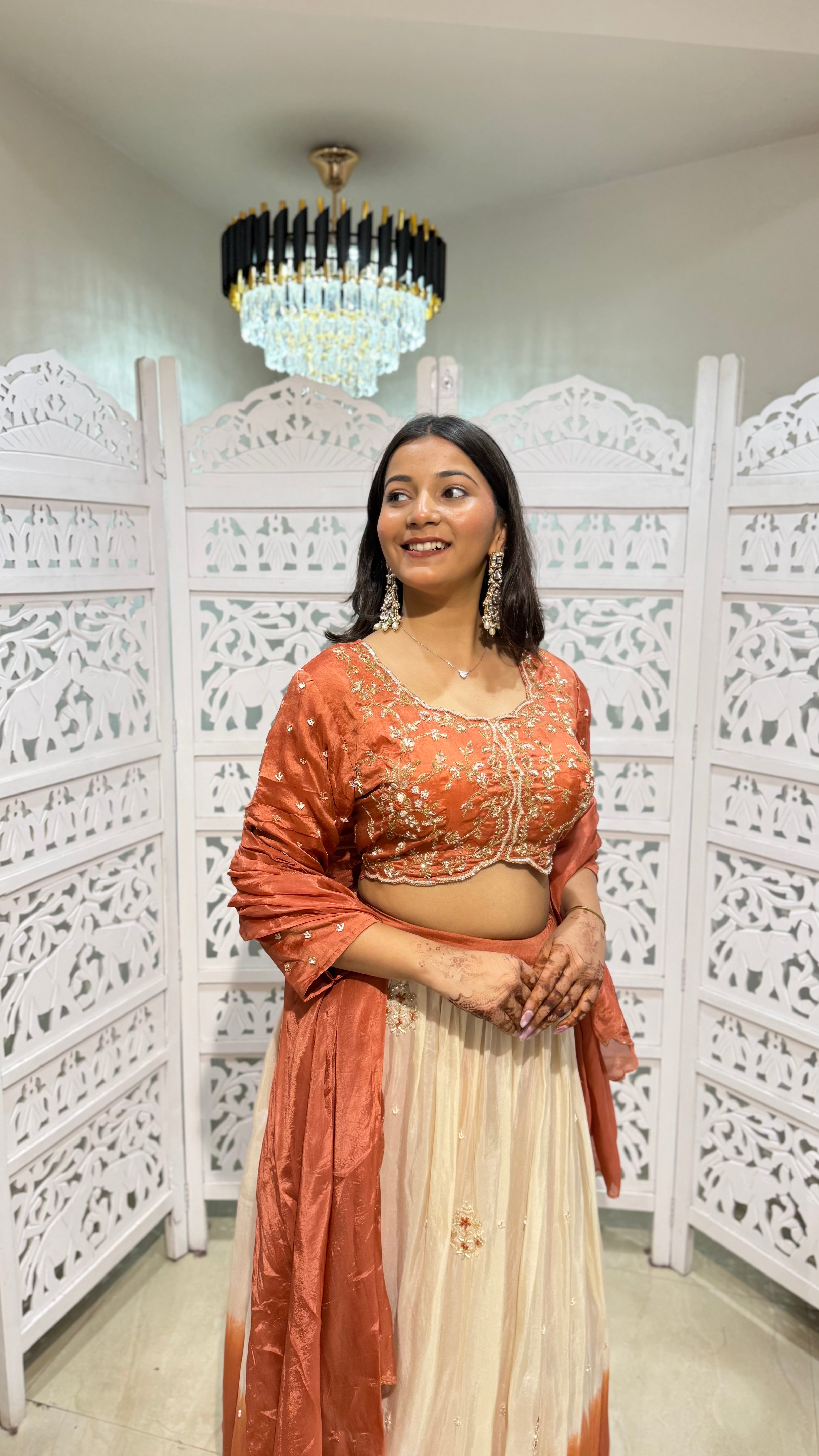 Crop top lehenga with duppata