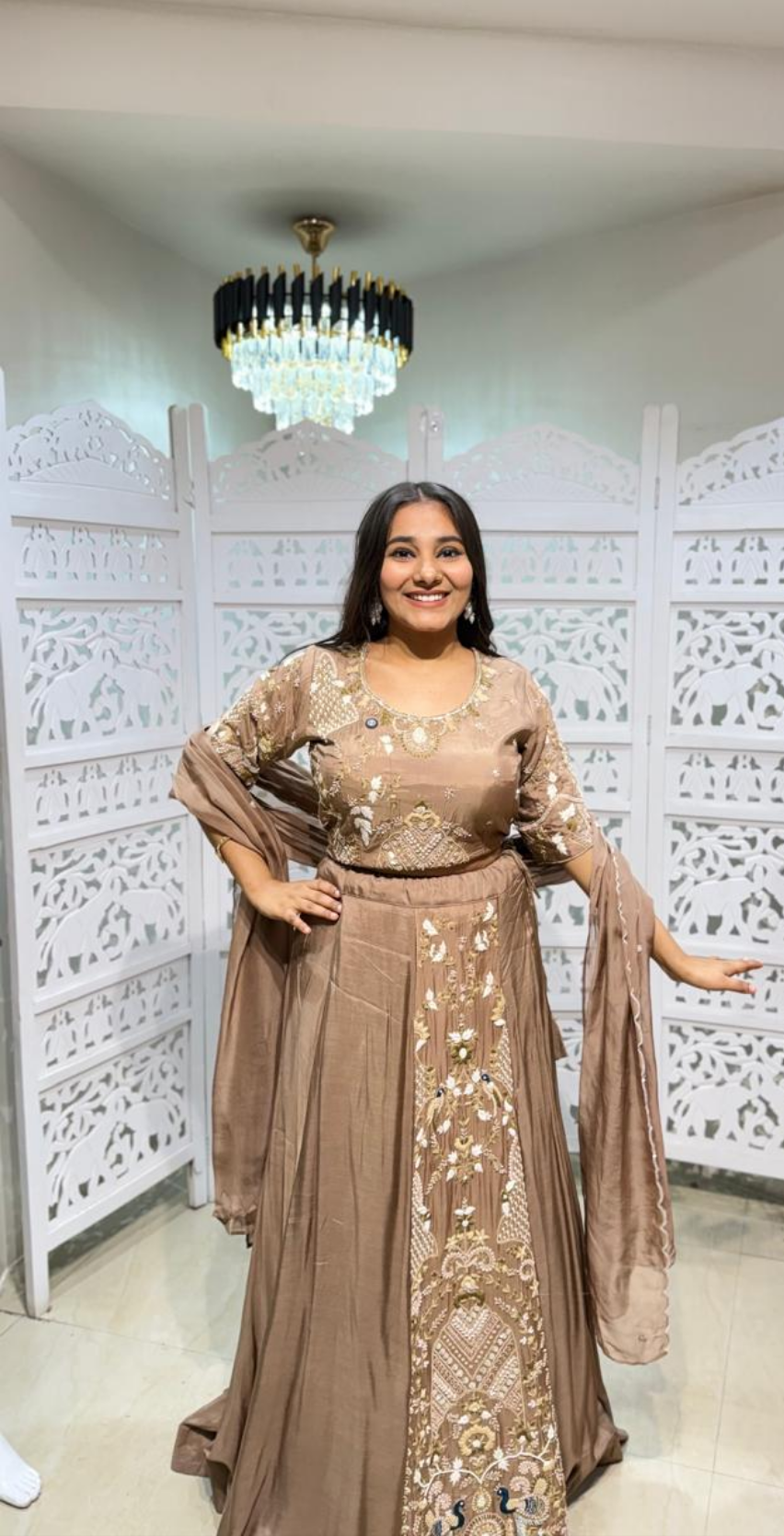 Three piece lehenga Sequence jardoshi