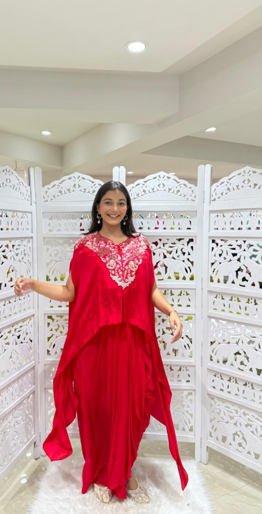 Crop top Shrug with two in one style dhoti and skirt