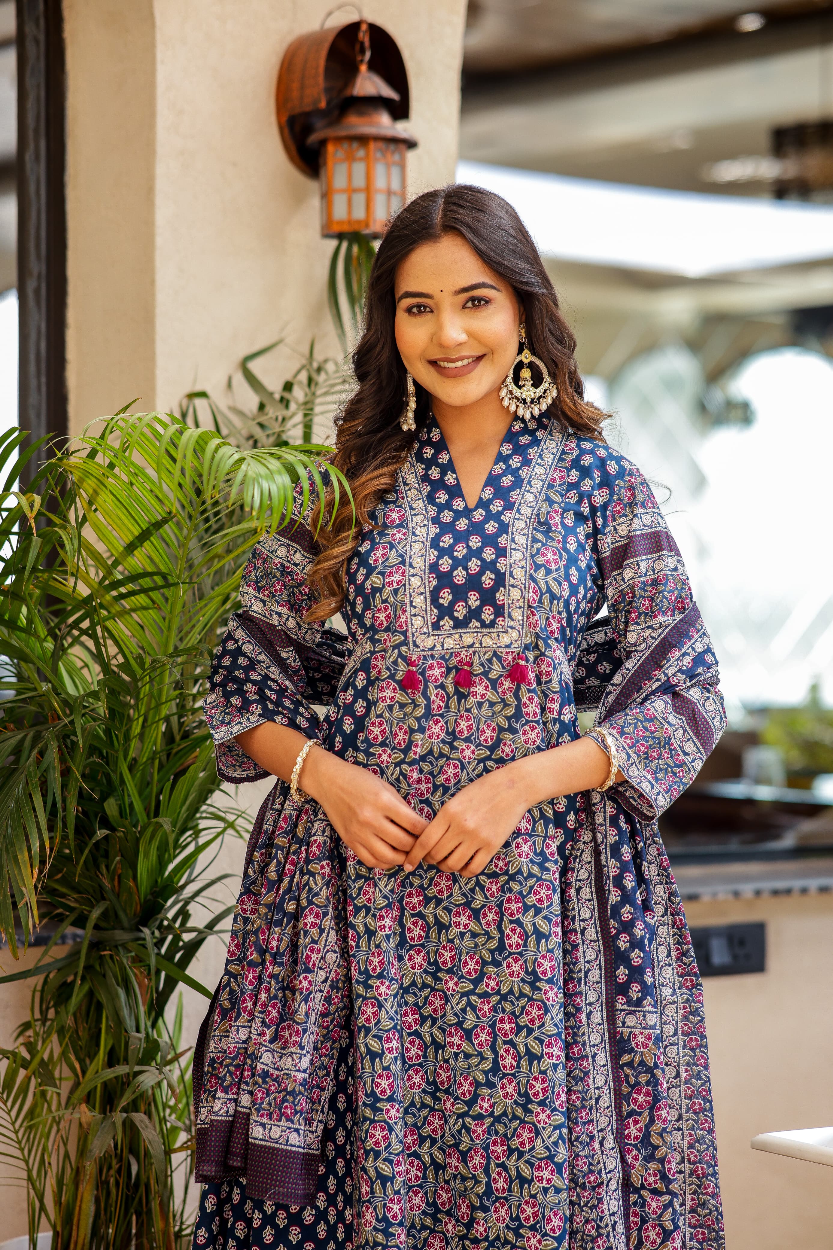 Kurti Set 3pcs Mul Cotton Digital Print Cut Dana Work