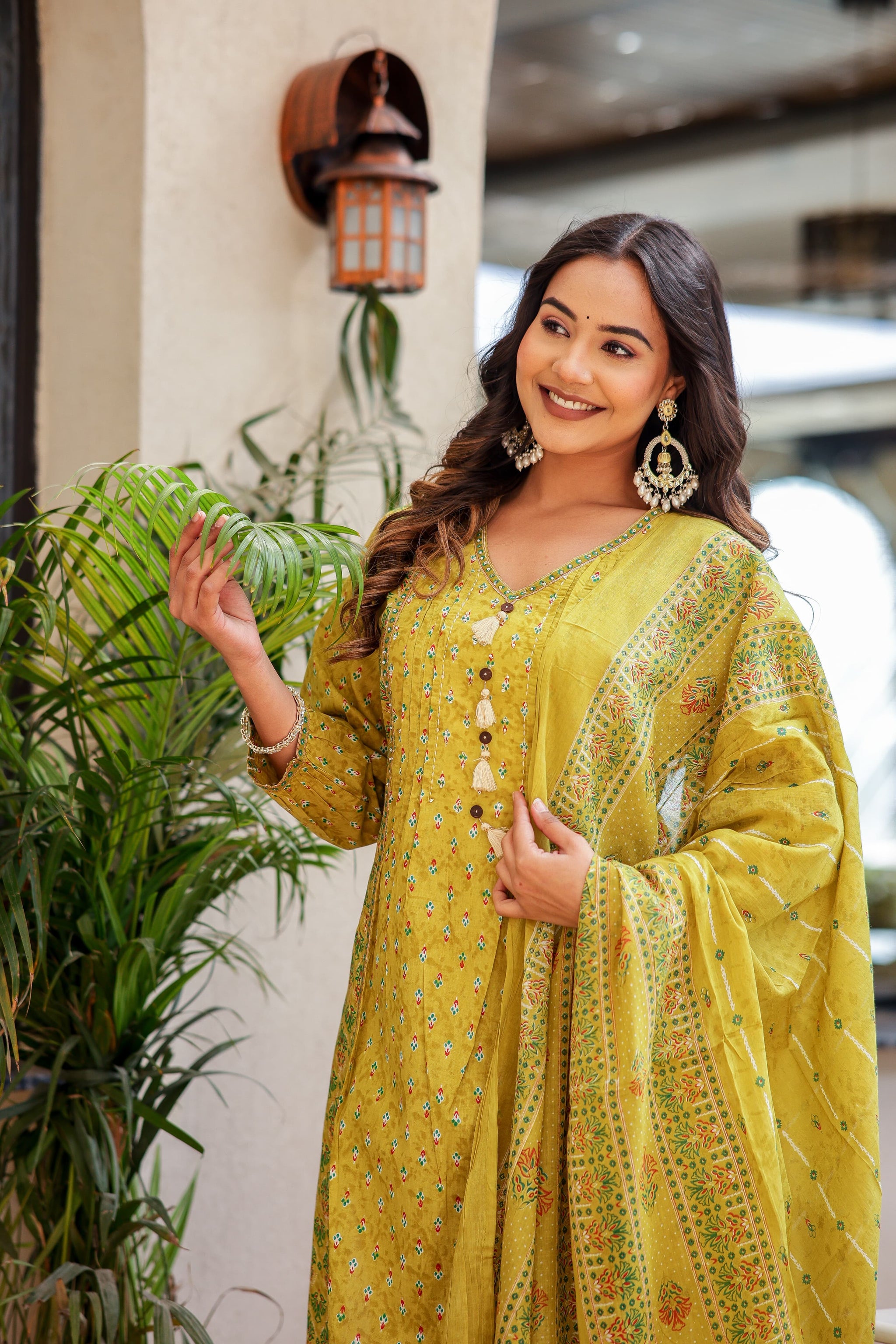 Kurti Set 3pcs Mul Cotton Digital Print Moti work Cut Dana Work