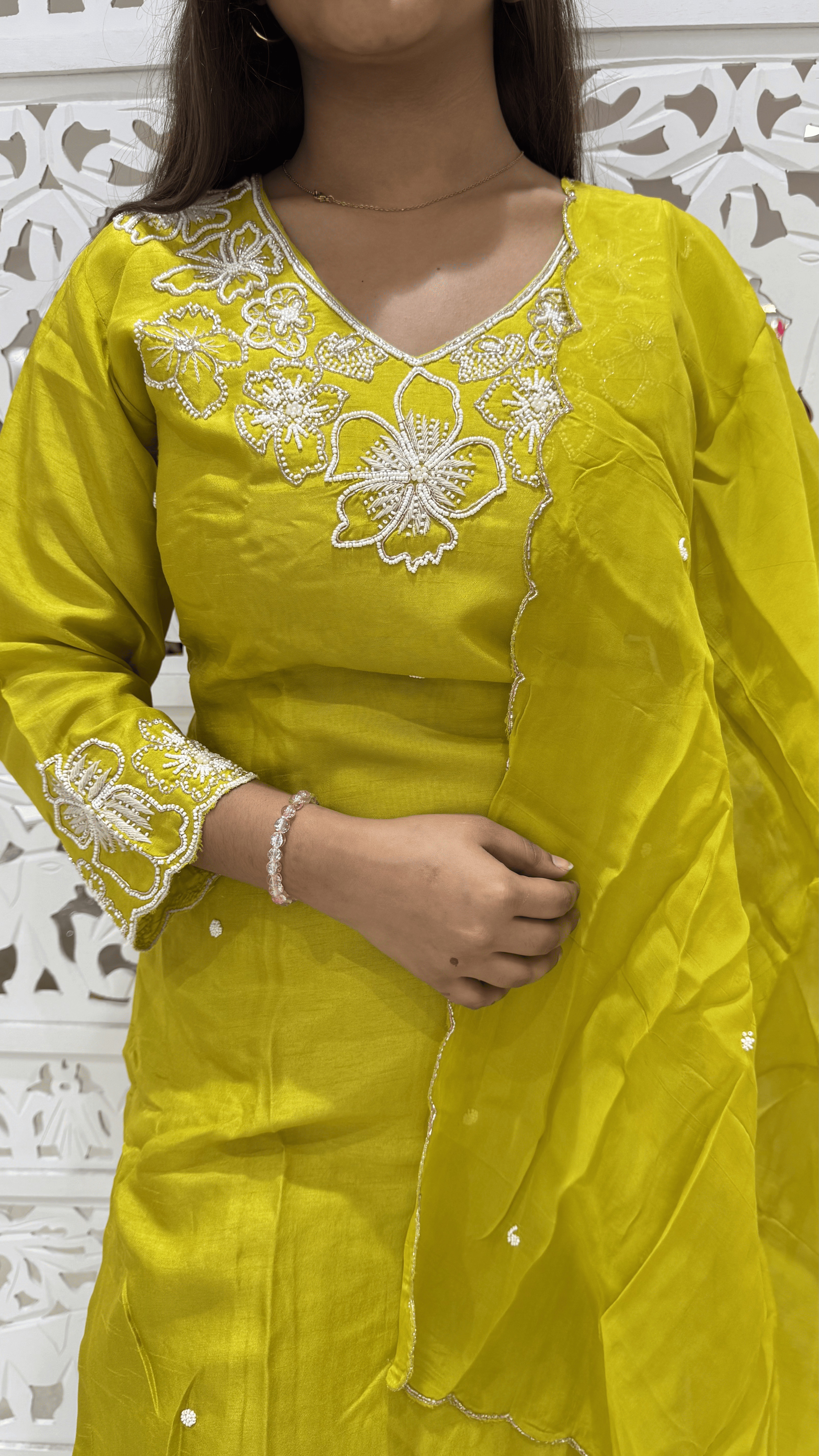 Dola Silk Moti Work Kurti 3 Pcs Set
