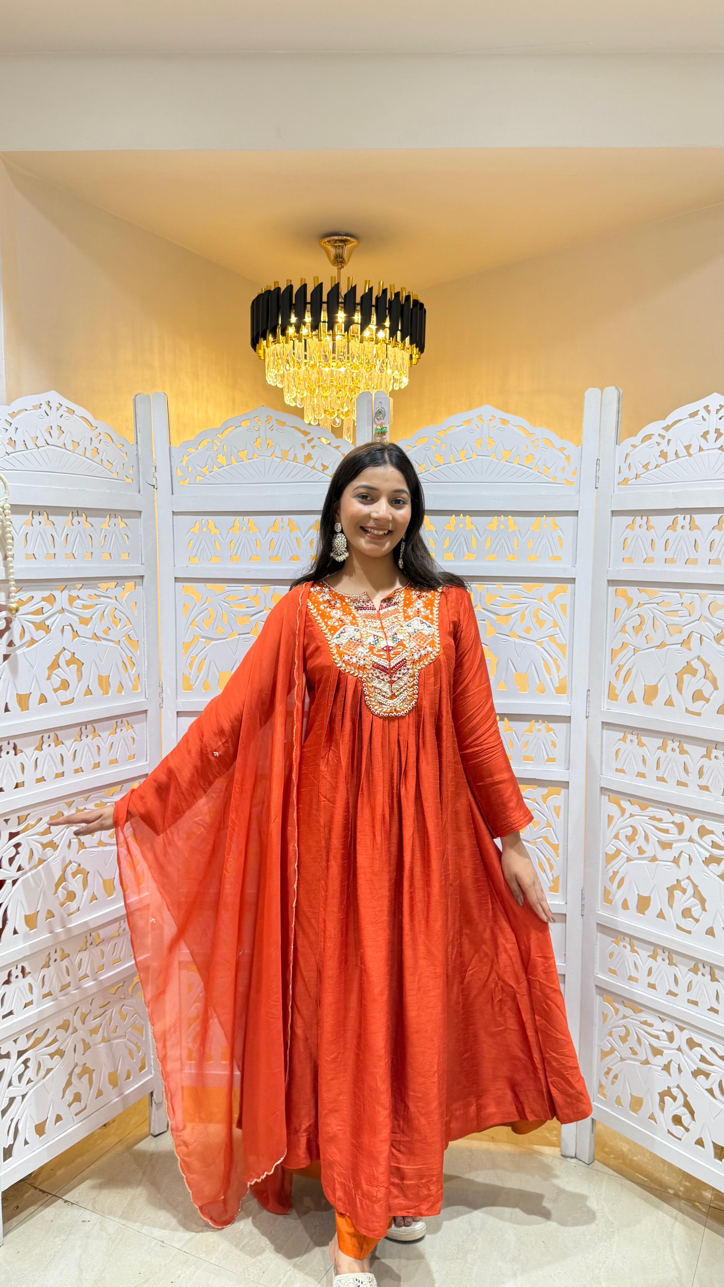 Anarkali pant with dupatta