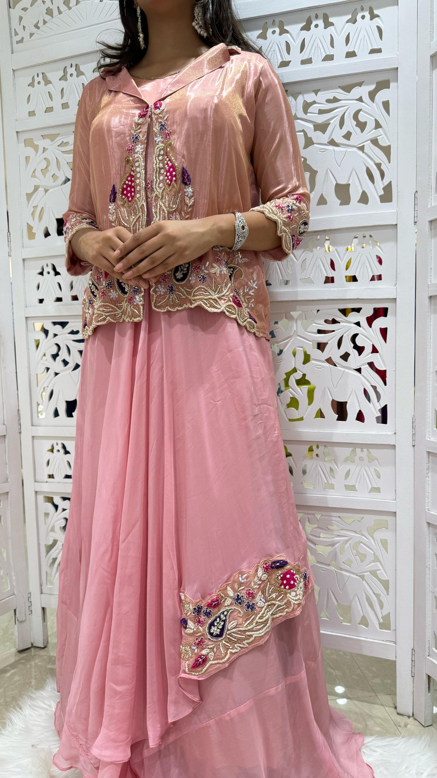 Lehenga jardoshi motiwork Threadwork Sequence patch work