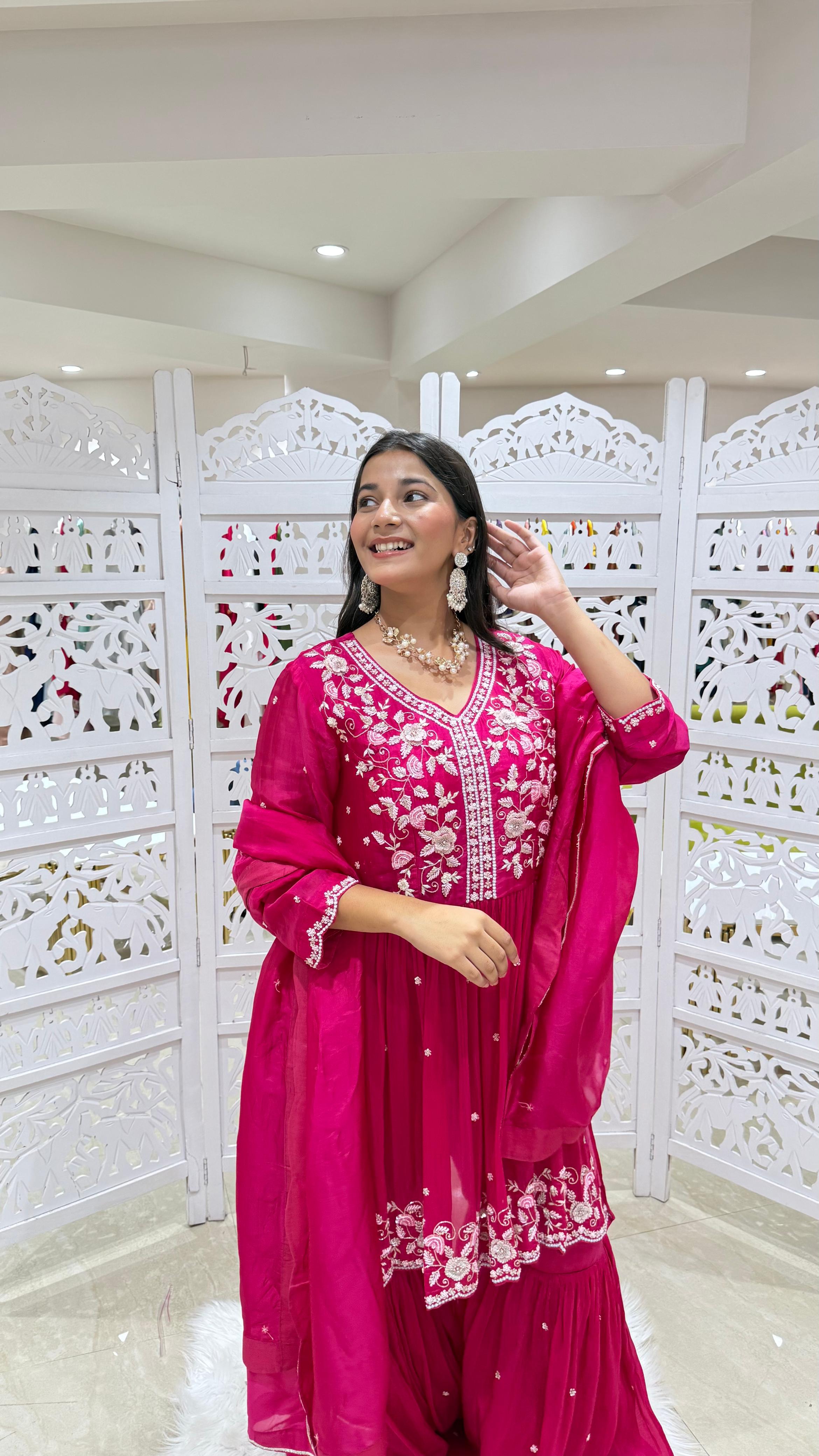 Three piece kurti sharara with Duppata
