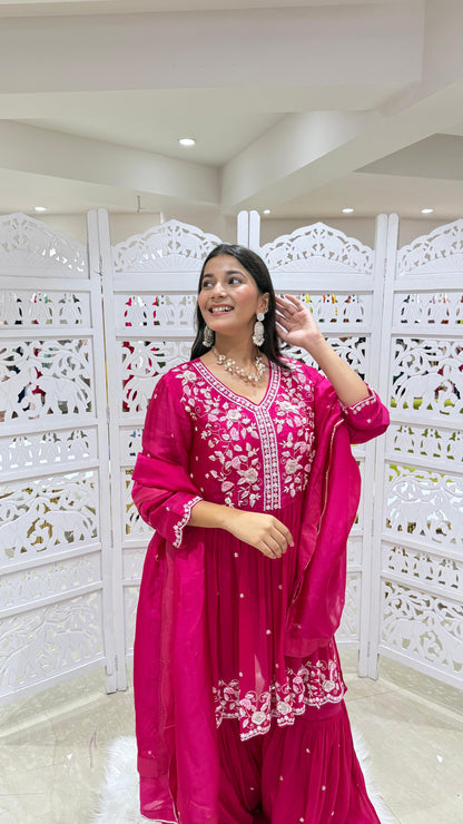 Three piece kurti sharara with Duppata