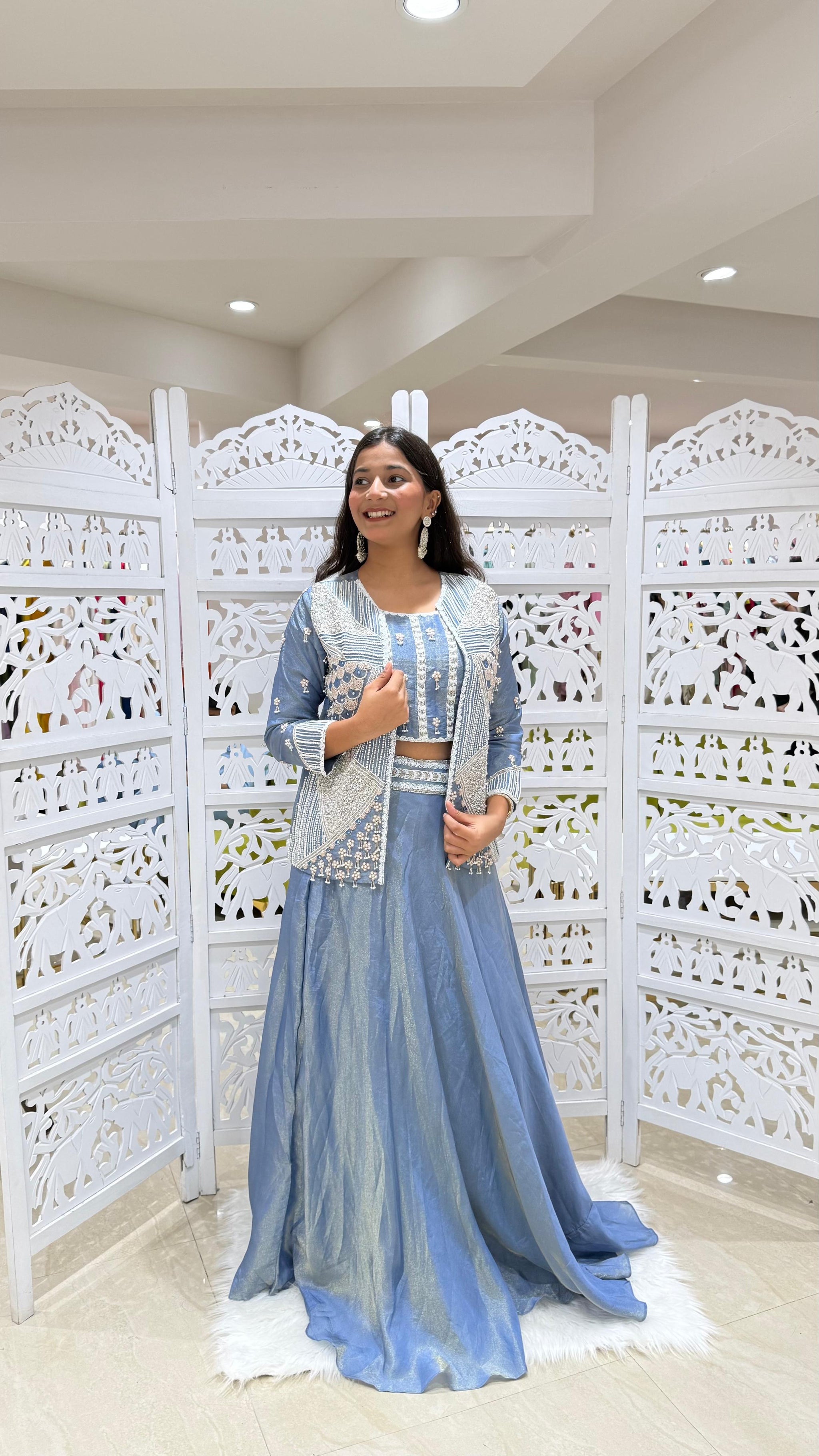 Lehenga kathdaana Sequence motiwork Threadwork