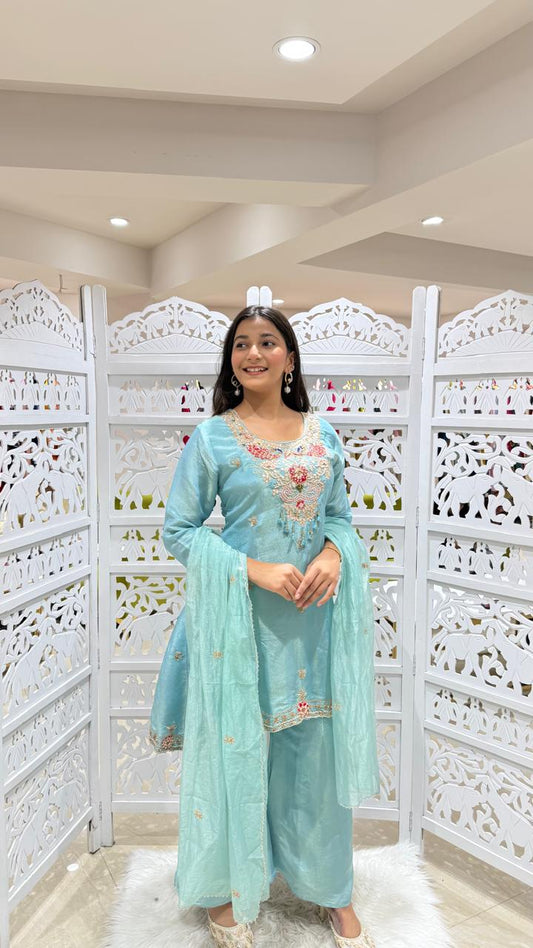 Paplon kurti with plazo and Duppatta
