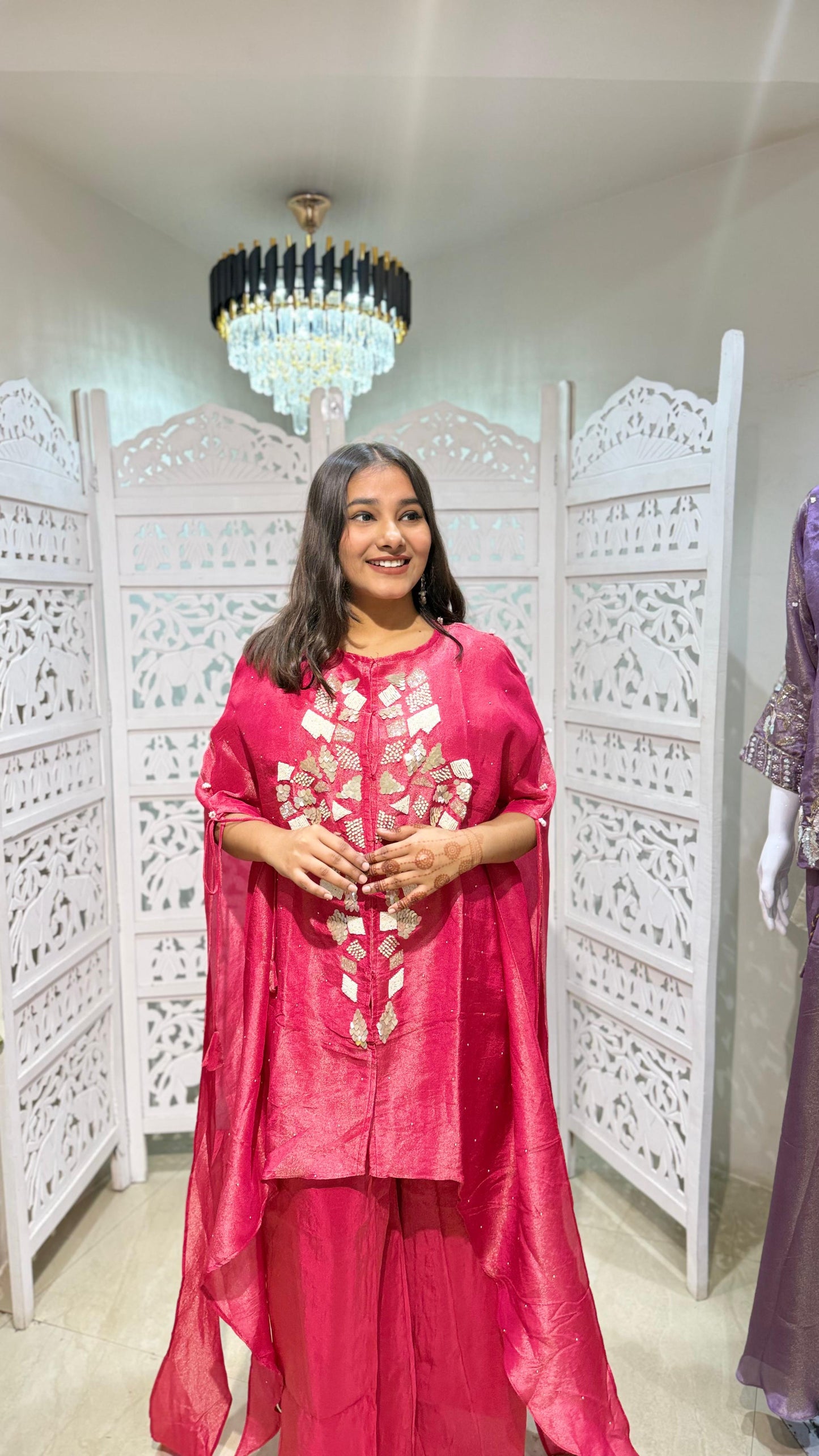 Crop top plazo with cape