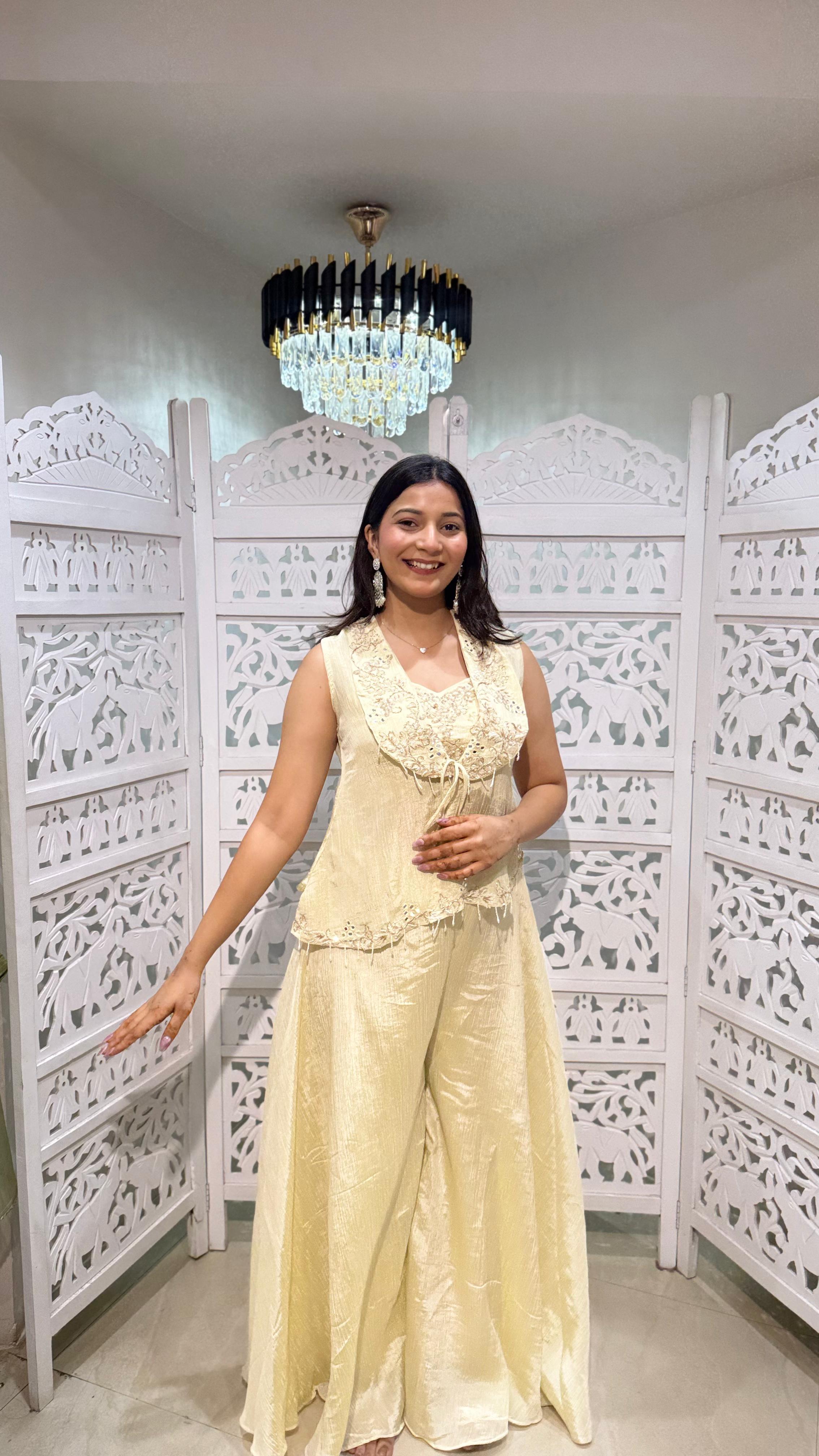 Crop Top plazo with jacket