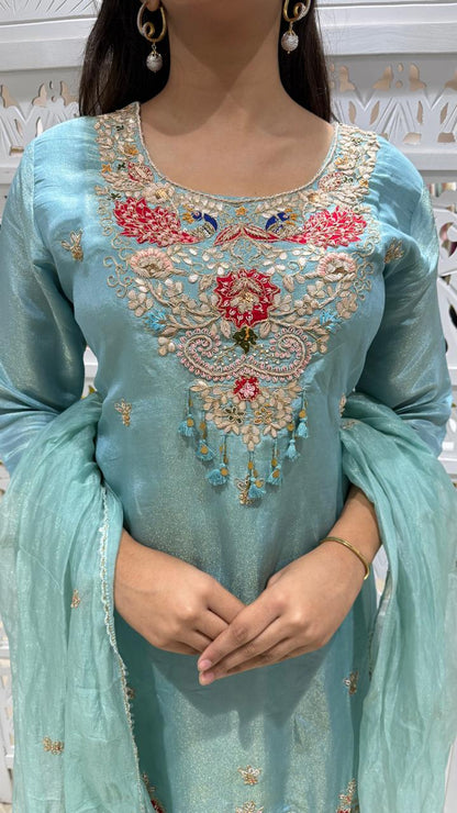 Paplon kurti with plazo and Duppatta