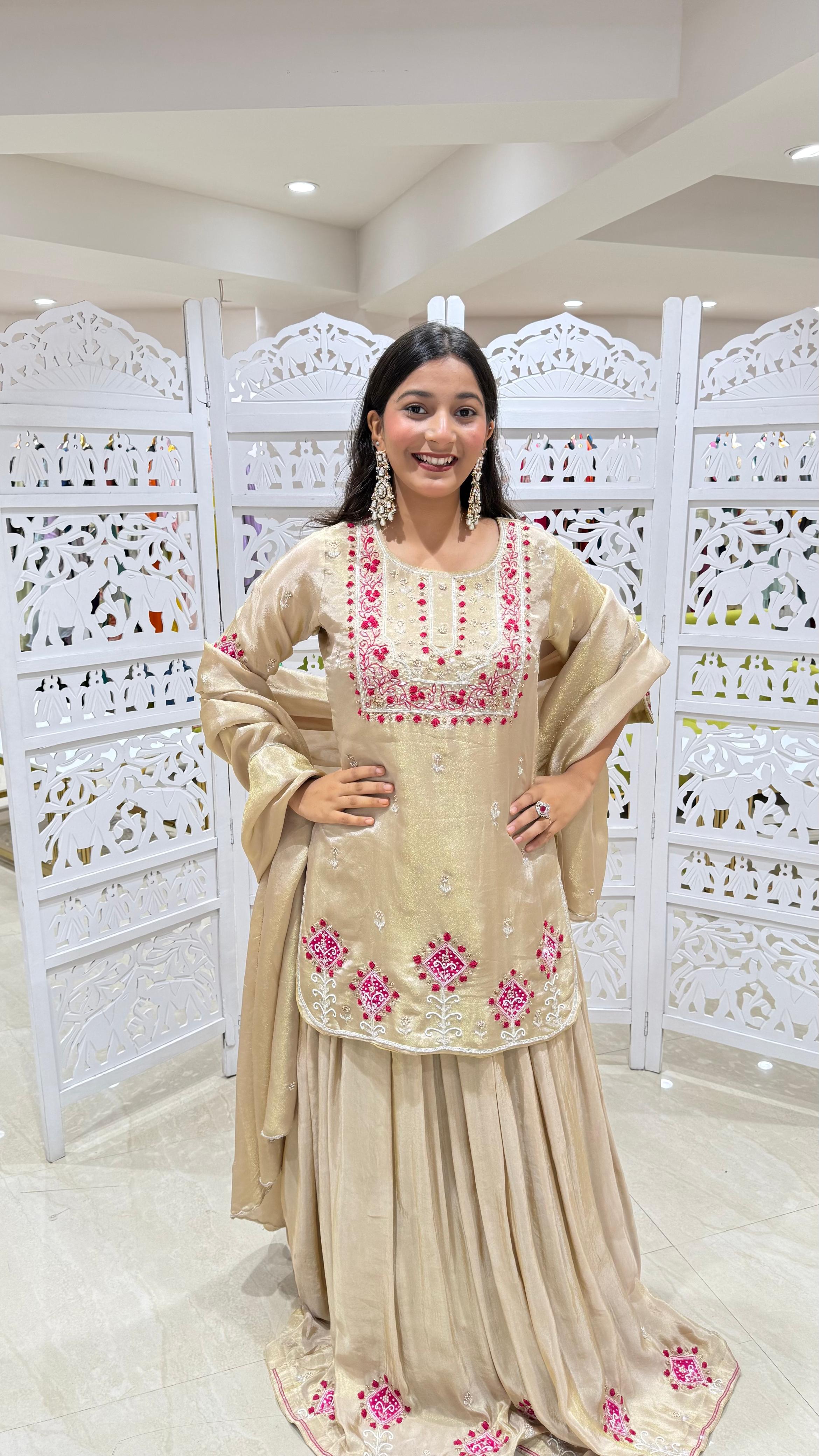 Lehenga threadwok kattdana Sequence jardoshi motiwork