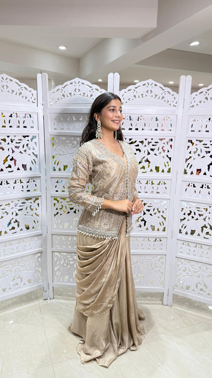 Drape saree kathdaana Jardoshi Sequence motiwork