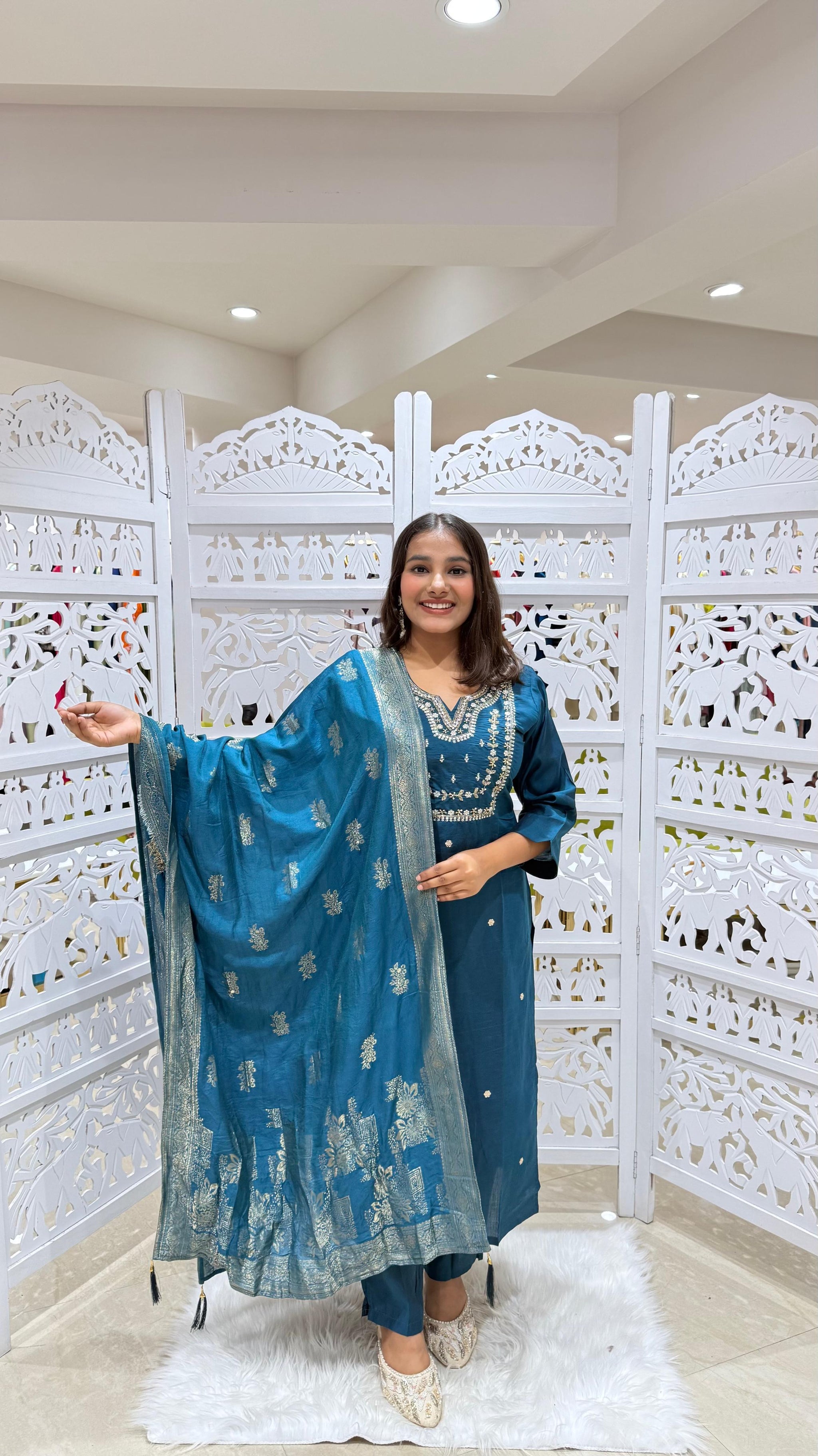 Three piece kurti pant with dupatta