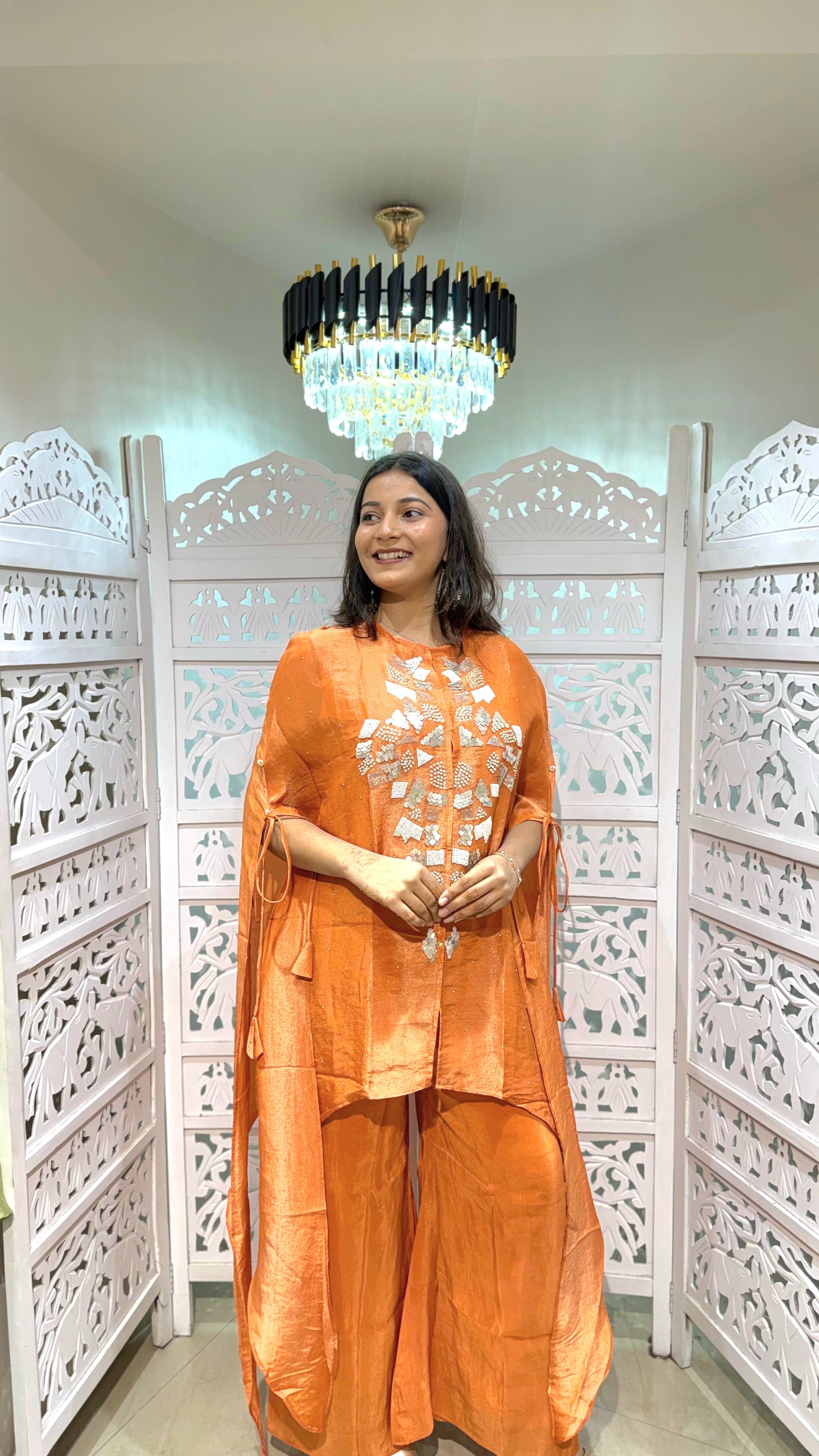 Crop top plazo with cape