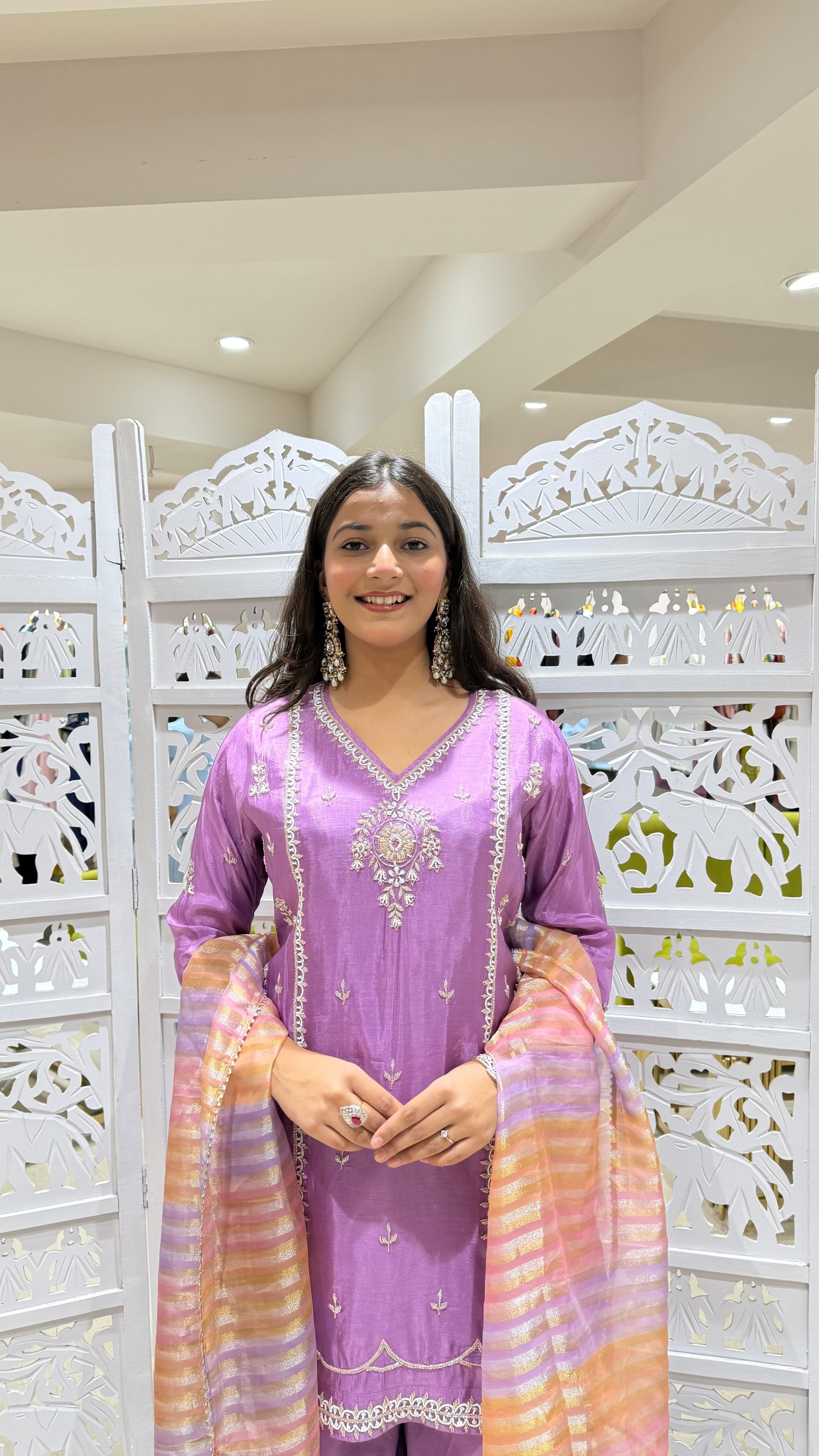 Three piece kurti plazo dupatta