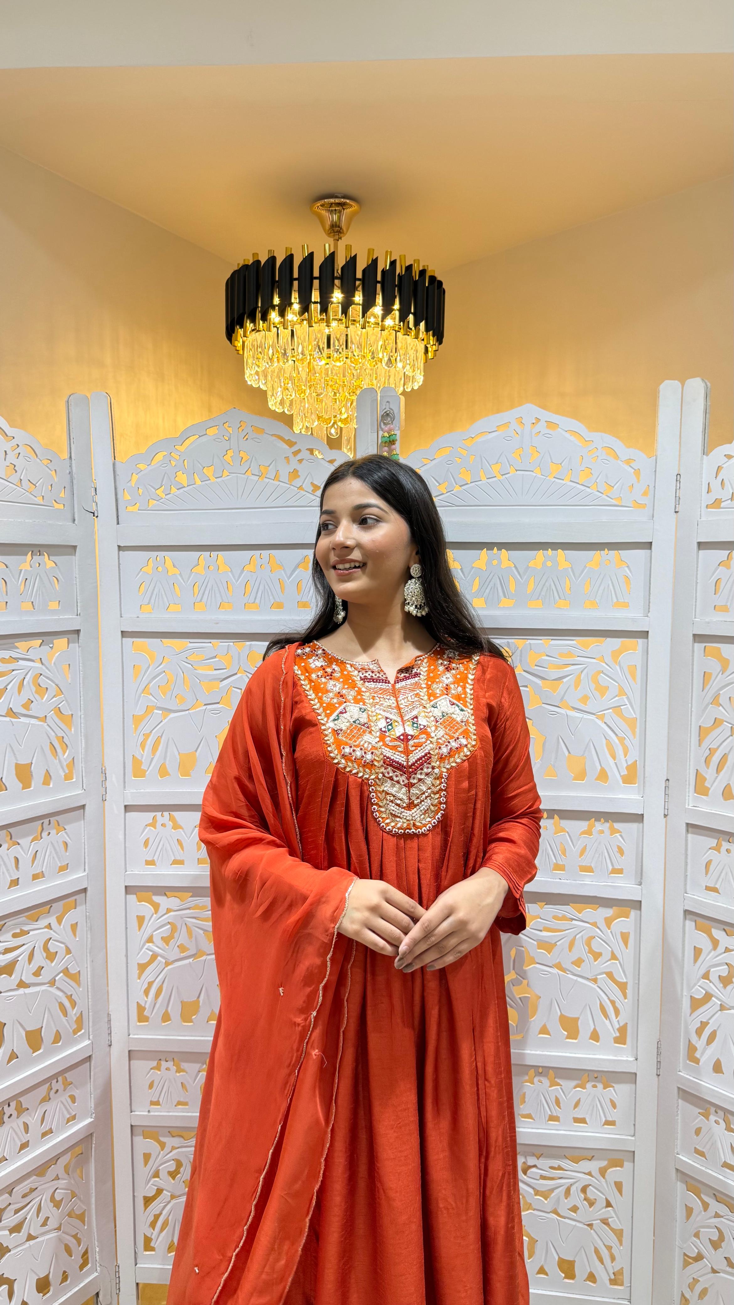 Anarkali pant with dupatta