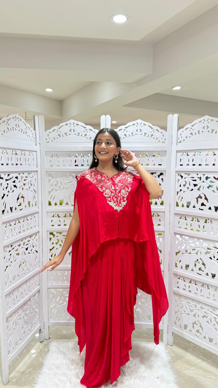 Crop top Shrug with two in one style dhoti and skirt