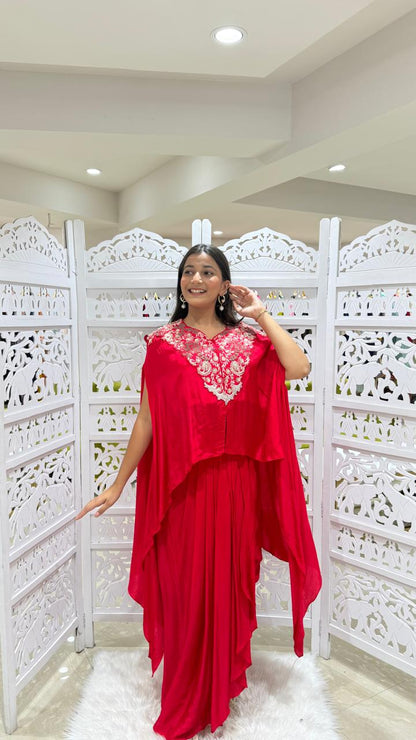 Crop top Shrug with two in one style dhoti and skirt