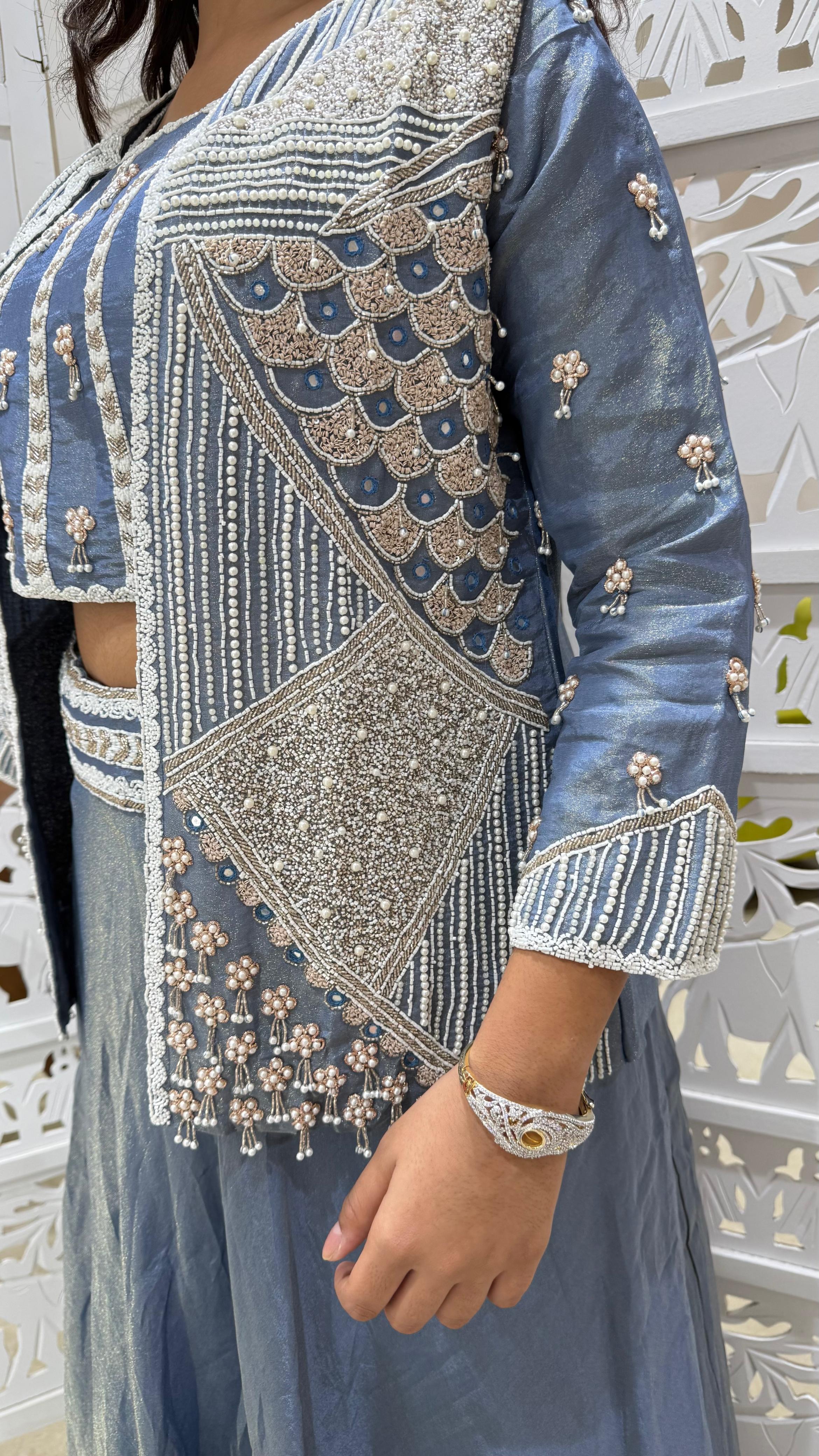 Lehenga kathdaana Sequence motiwork Threadwork