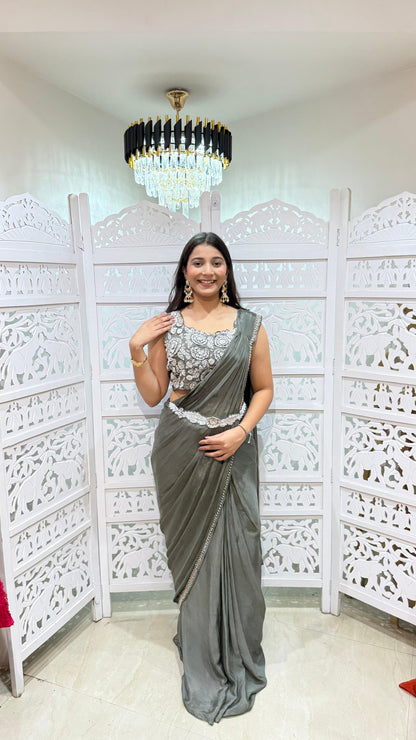 Crop top with drape saree