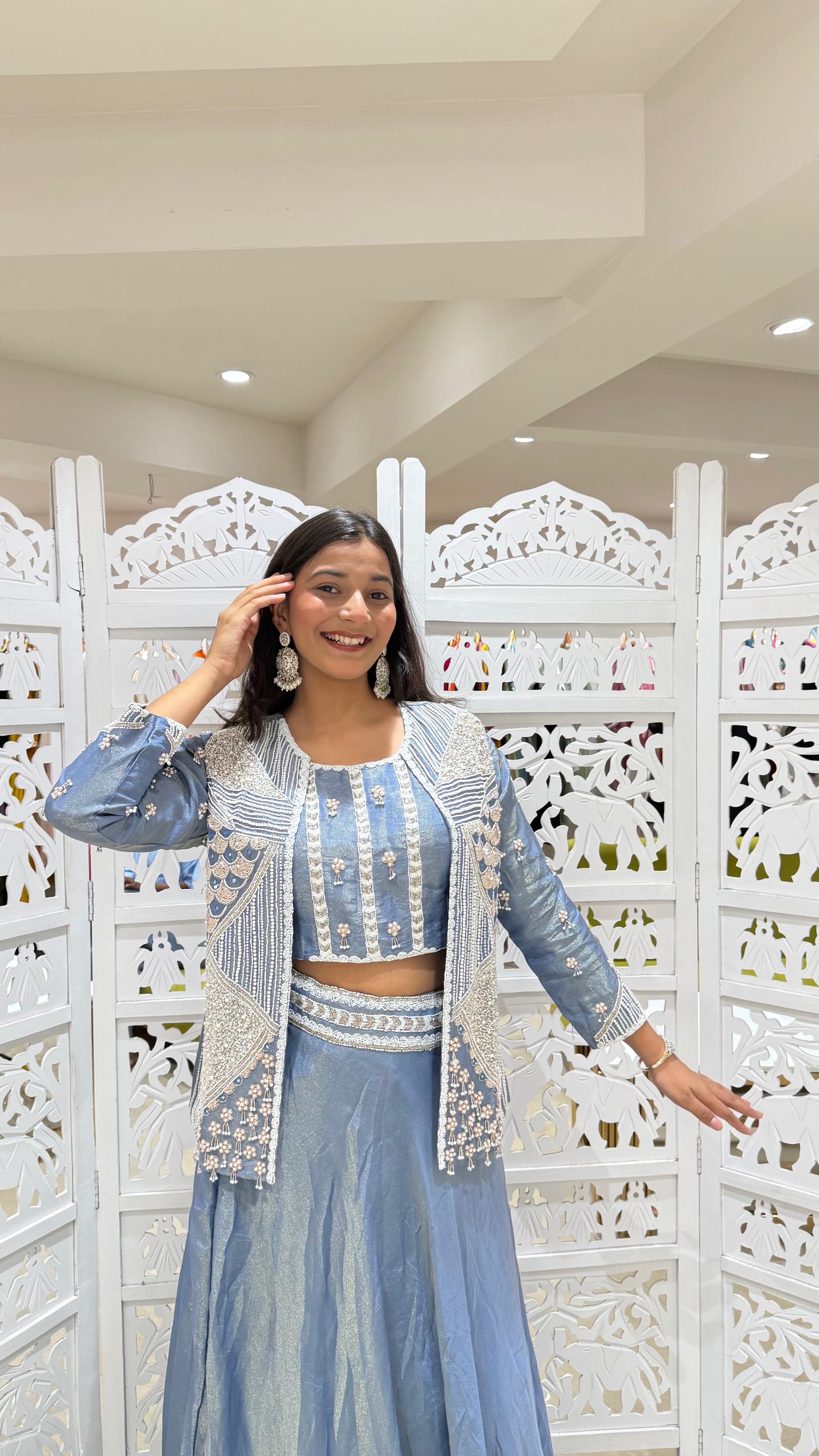 Lehenga kathdaana Sequence motiwork Threadwork