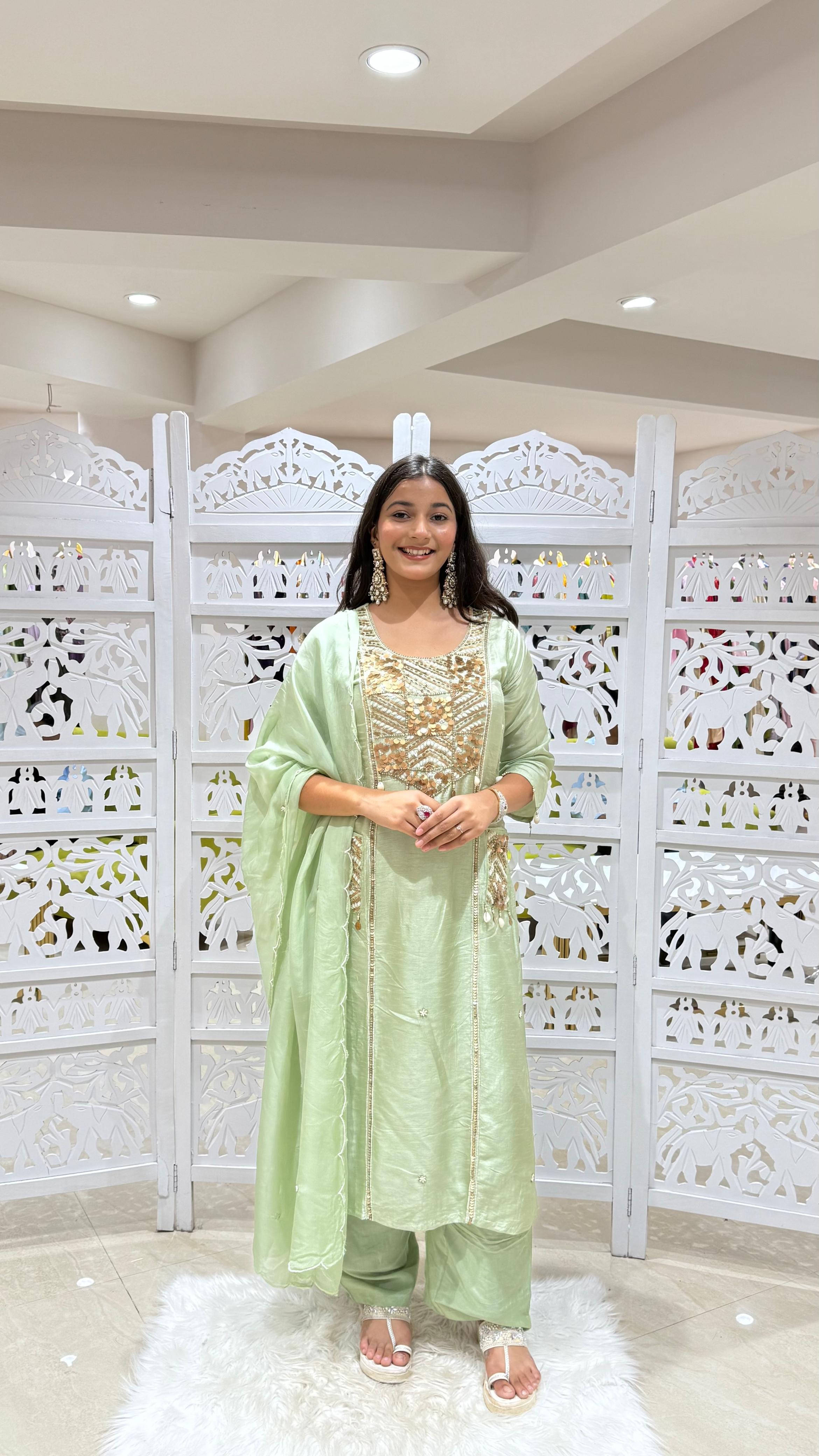 Three piece kurti pant dupatta