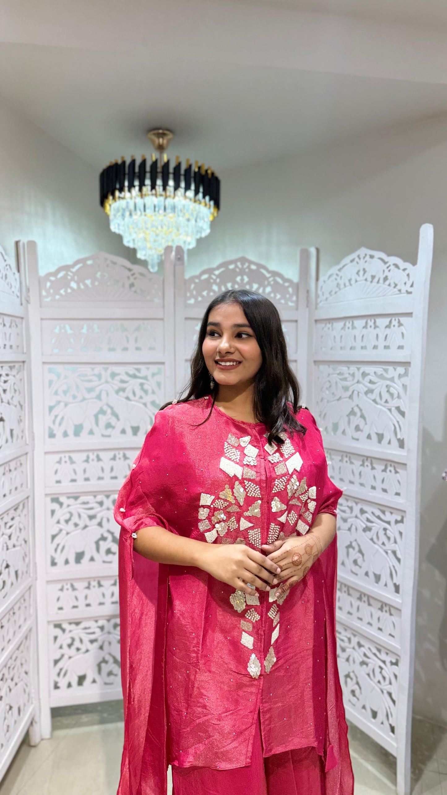 Crop top plazo with cape