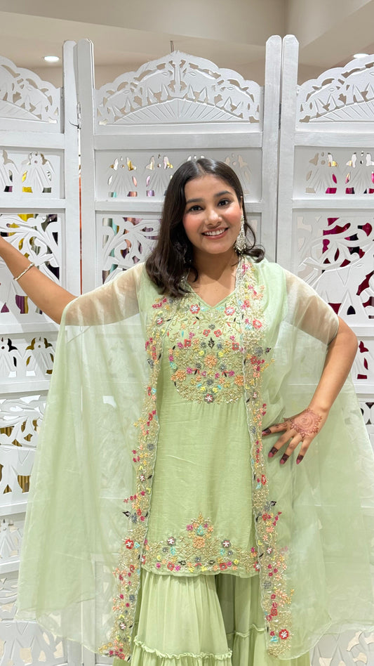 Kurti sharara with shurg
