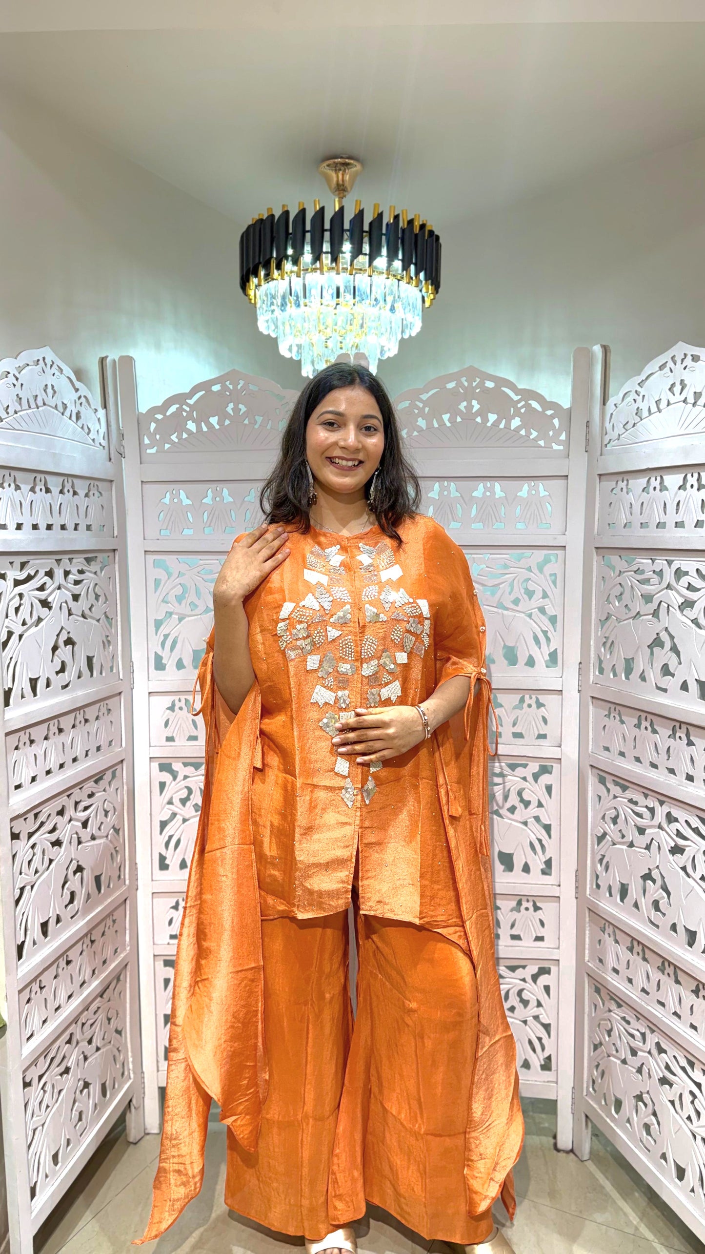 Crop top plazo with cape