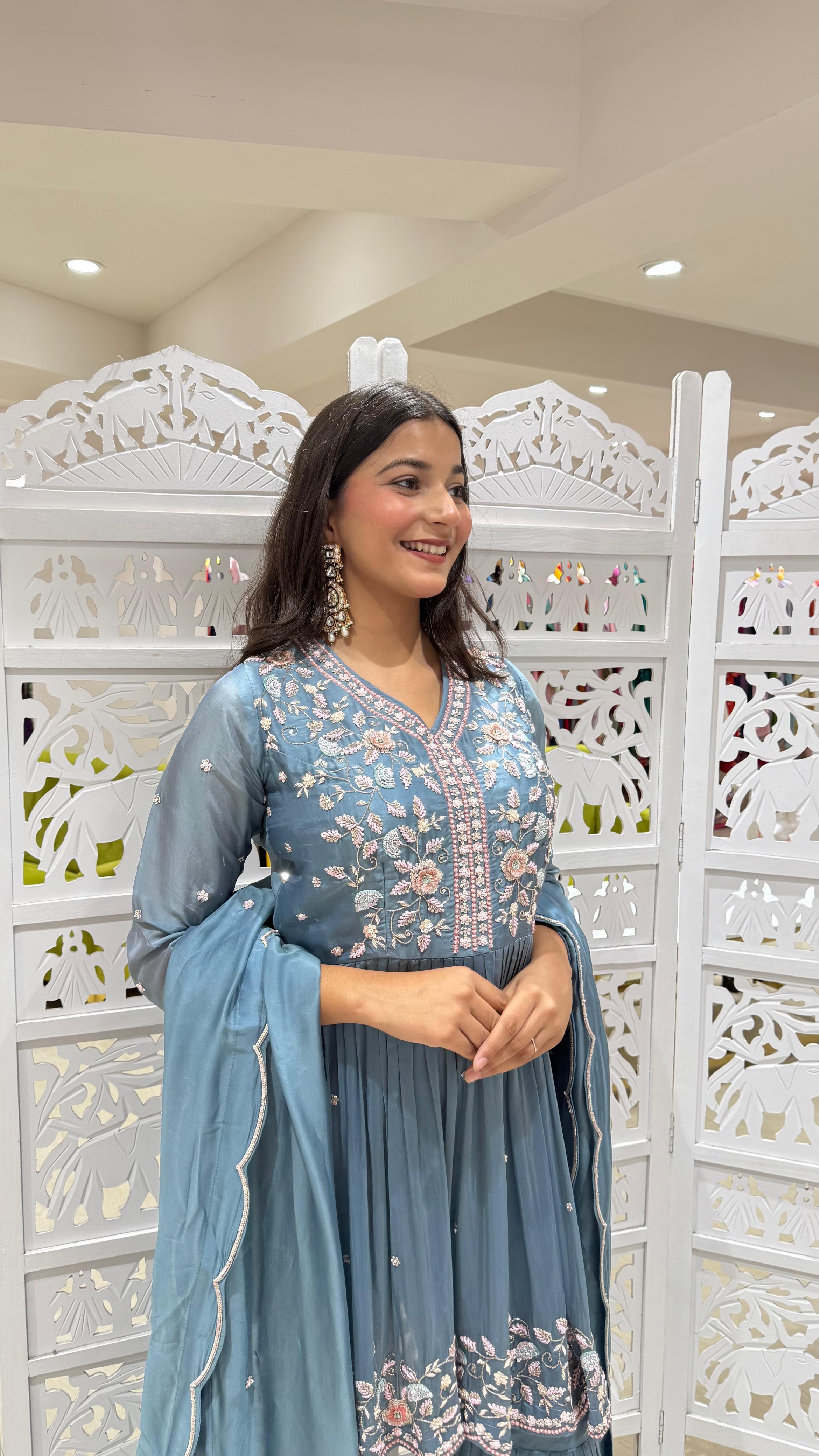 Three piece kurti sharara with dupatta